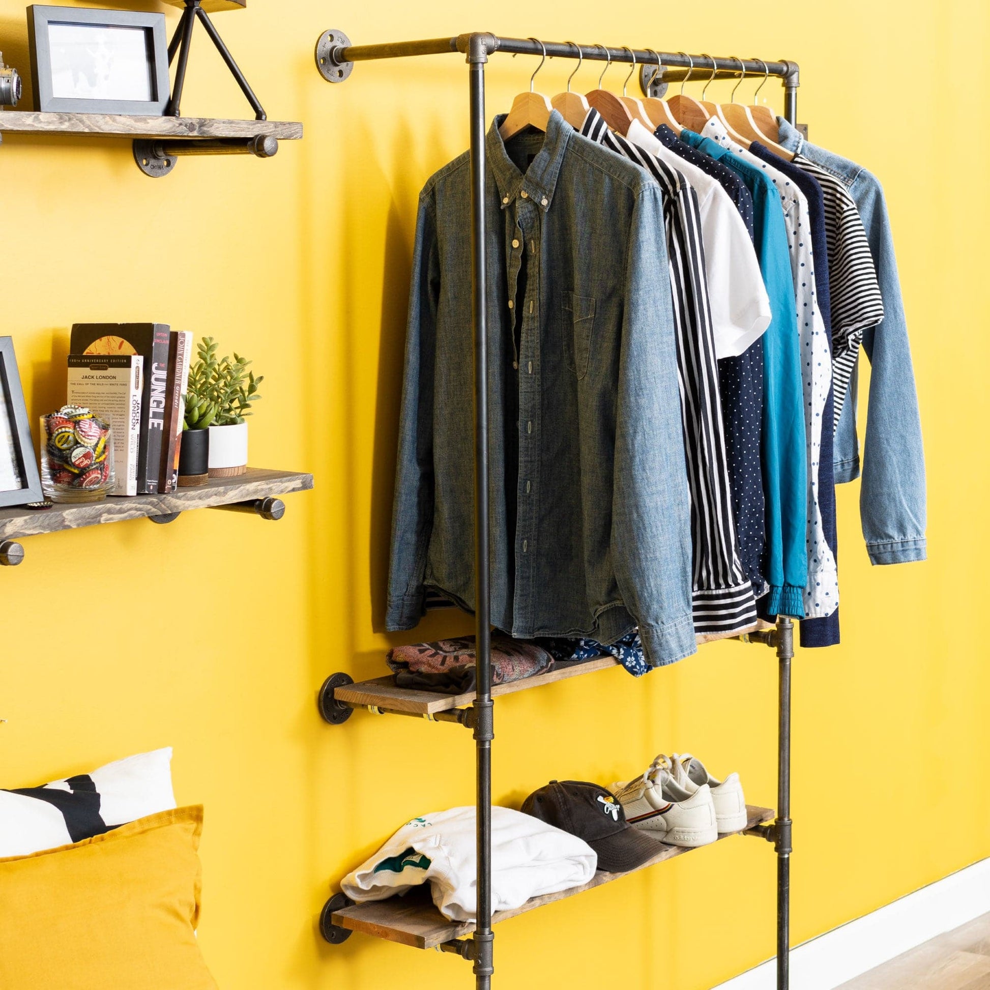 2 Shelf-Wall Mounted Clothing Rack