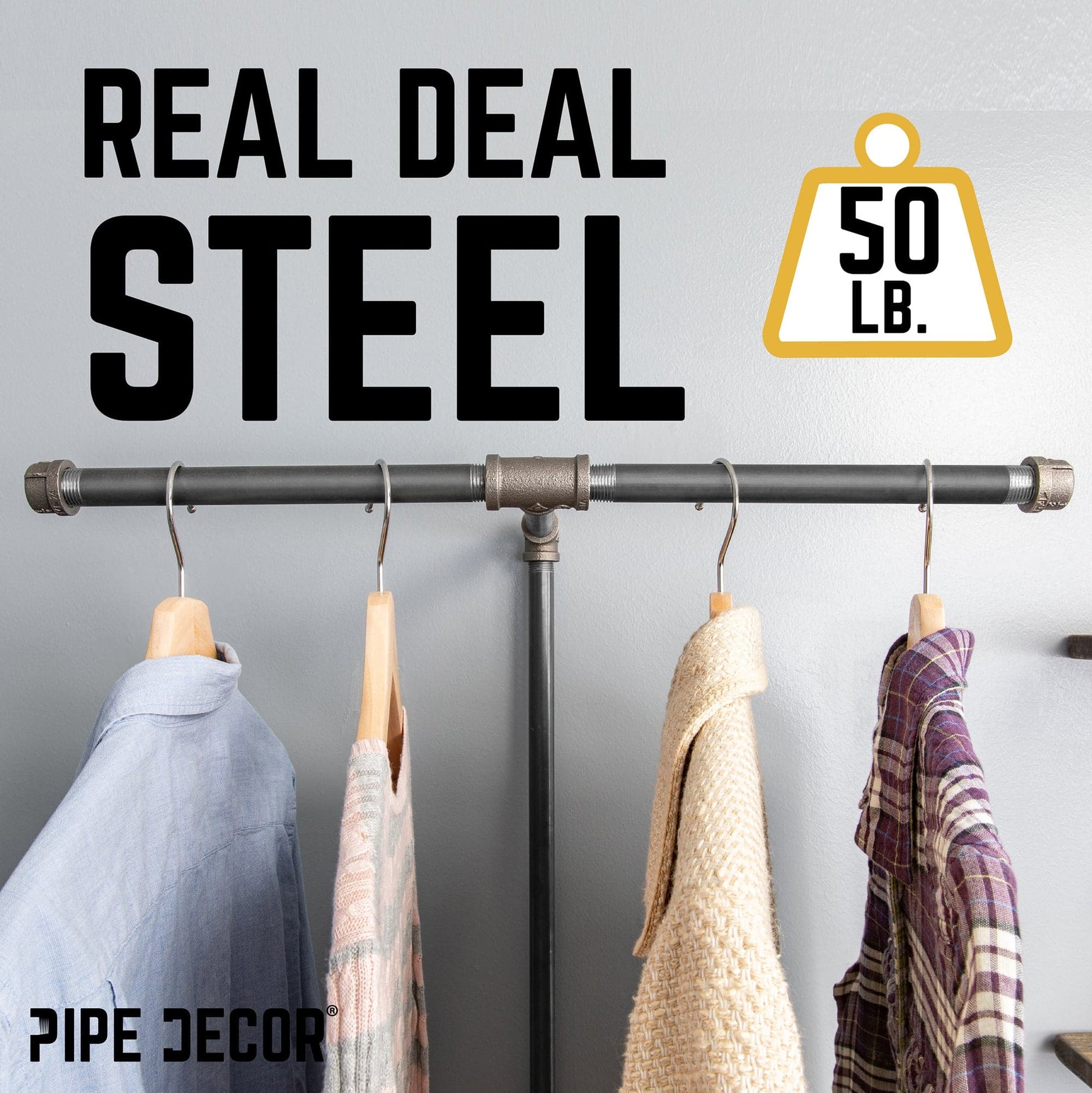Freestanding Tee-Style Pipe Clothing Rack