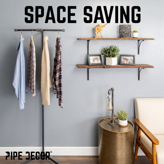 Freestanding Tee-Style Pipe Clothing Rack