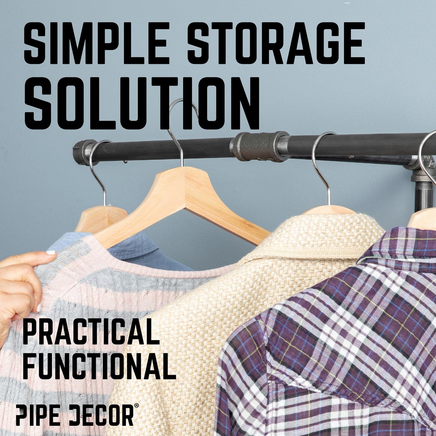 Freestanding Tee-Style Pipe Clothing Rack