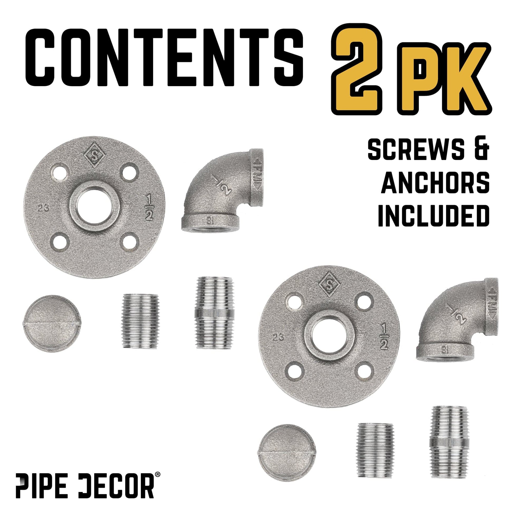 90 Degree Elbow Wall Hook Kit (2 Pack)