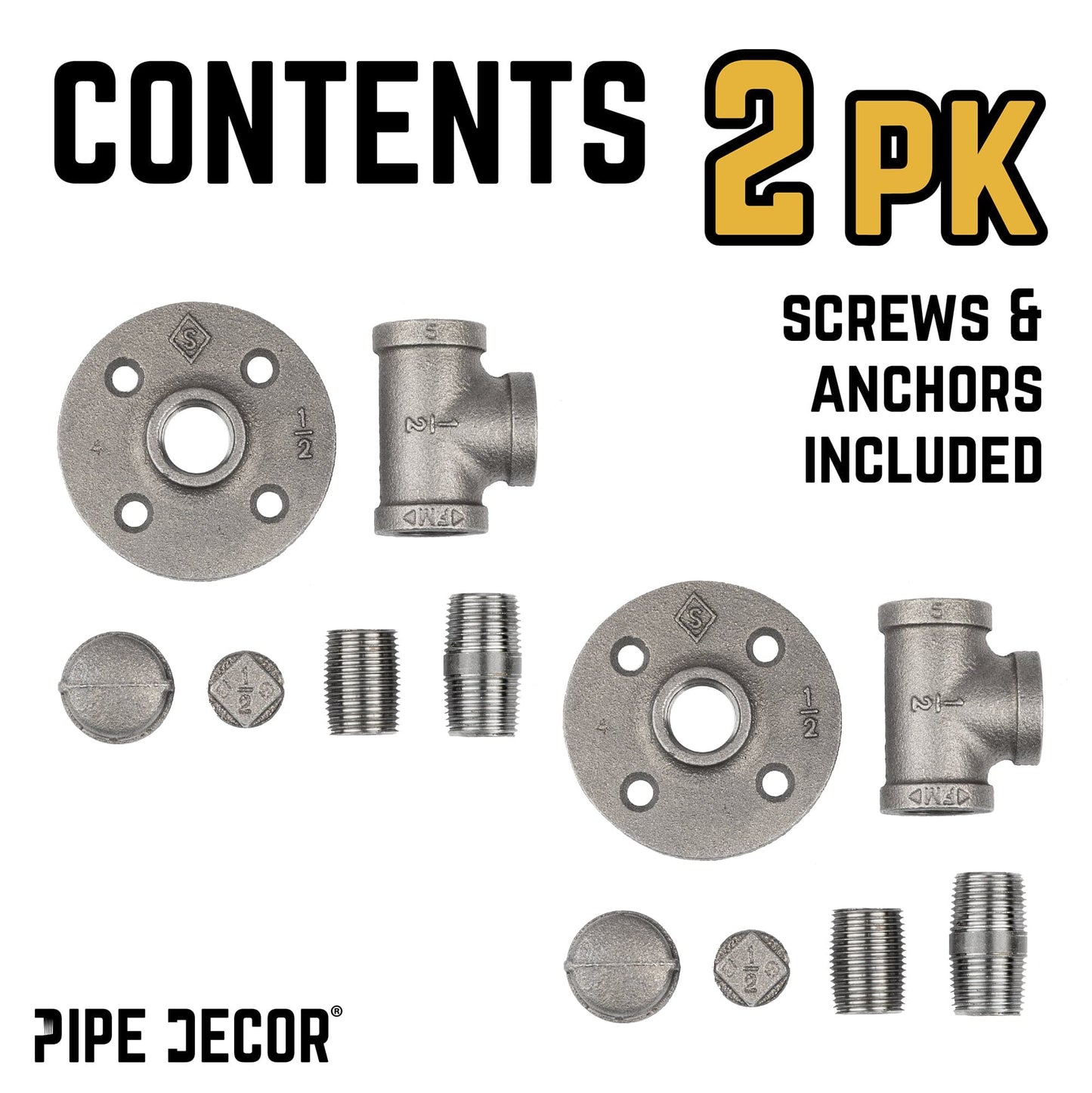 Tee-Shaped Wall Hook Kit (2 Pack)