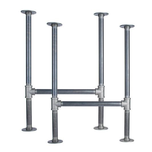 1 in. Heavy Duty H Round Flange Pipe Legs, for Restore Wood Dining Tabletops