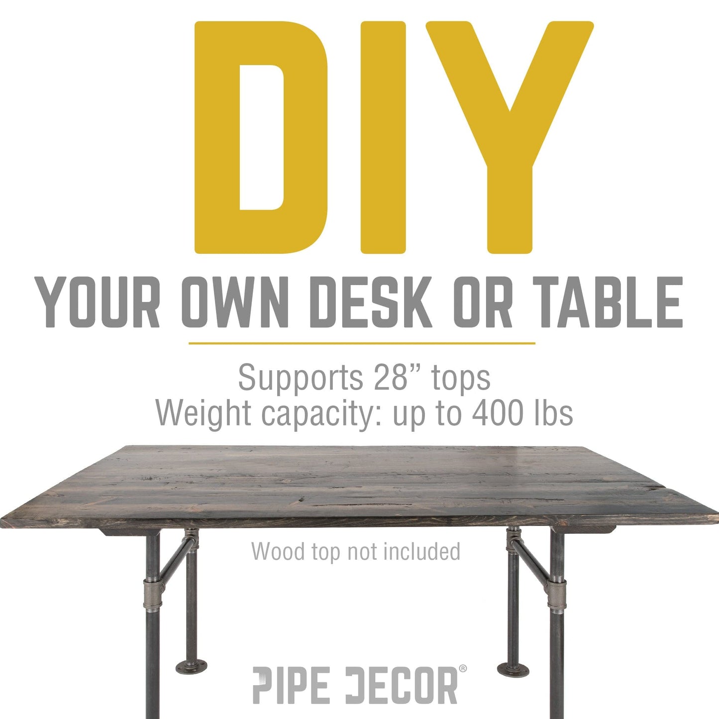 1 in. Heavy Duty H Round Flange Pipe Legs, for Restore Wood Dining Tabletops