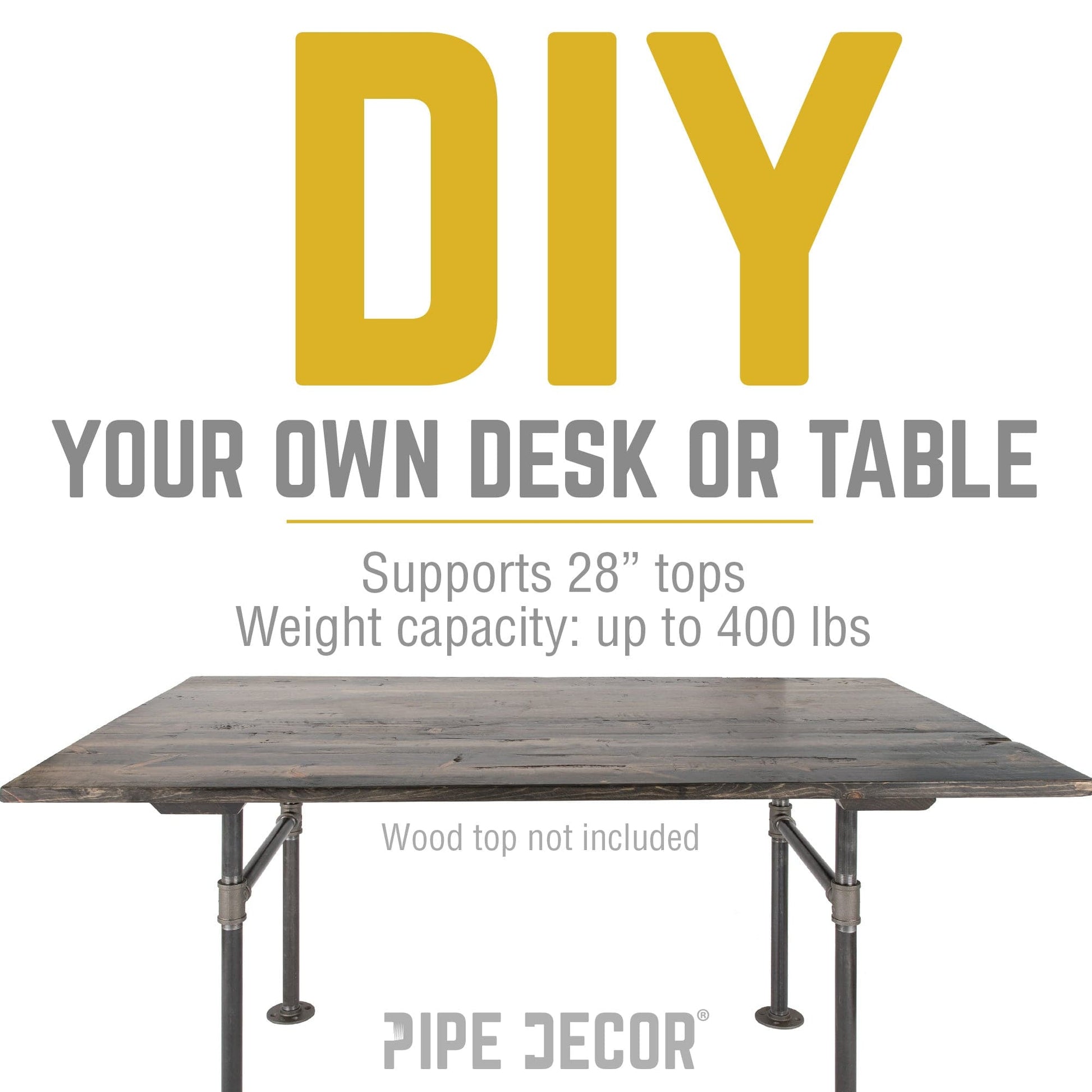 1 in. Heavy Duty H Round Flange Pipe Legs, for Restore Wood Dining Tabletops