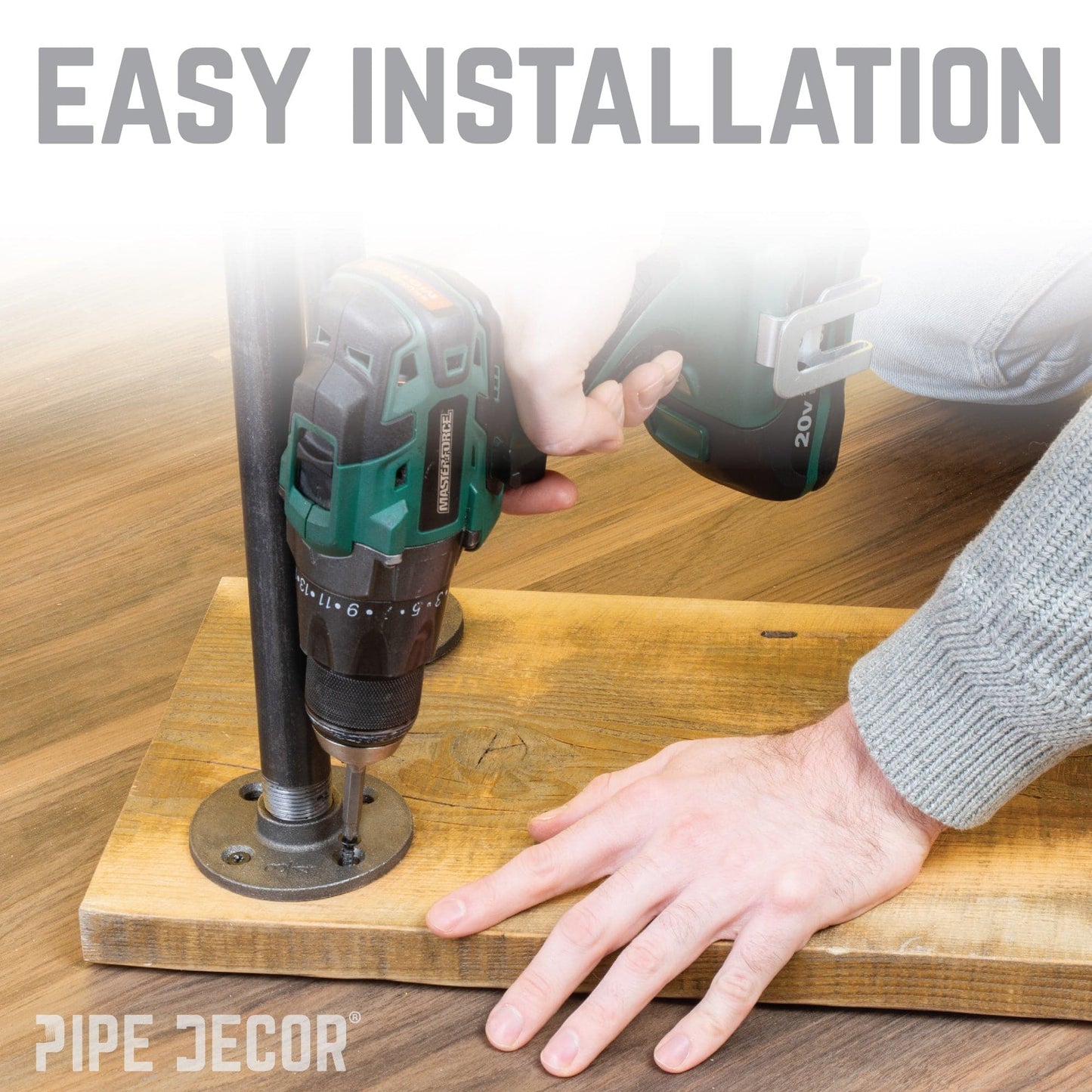 1 in. Heavy Duty H Round Flange Pipe Legs, for Restore Wood Dining Tabletops