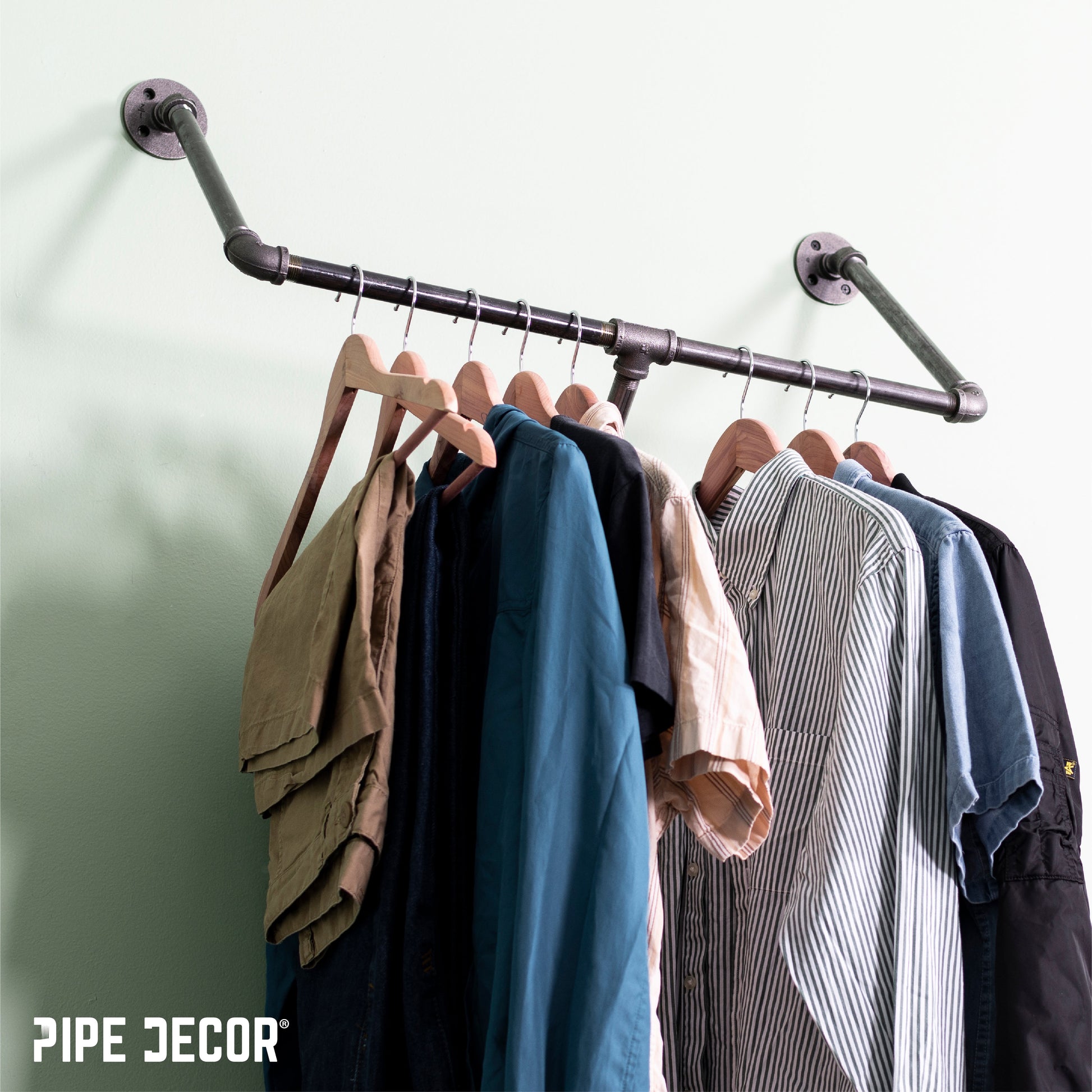 28 in. Tri-flange Wall Mounted Clothing Rack By PIPE DECOR