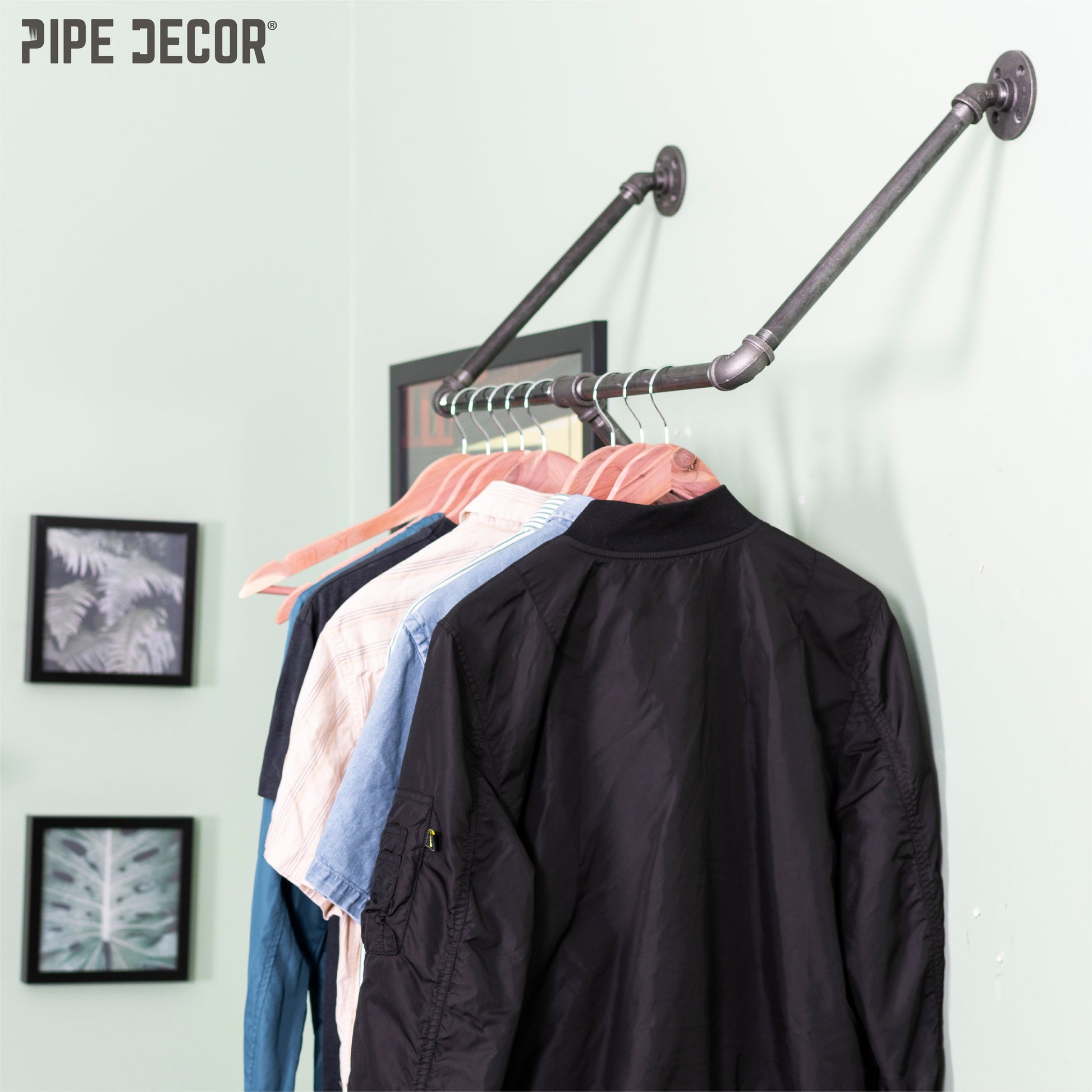 28 in. Tri-flange Wall Mounted Clothing Rack By PIPE DECOR