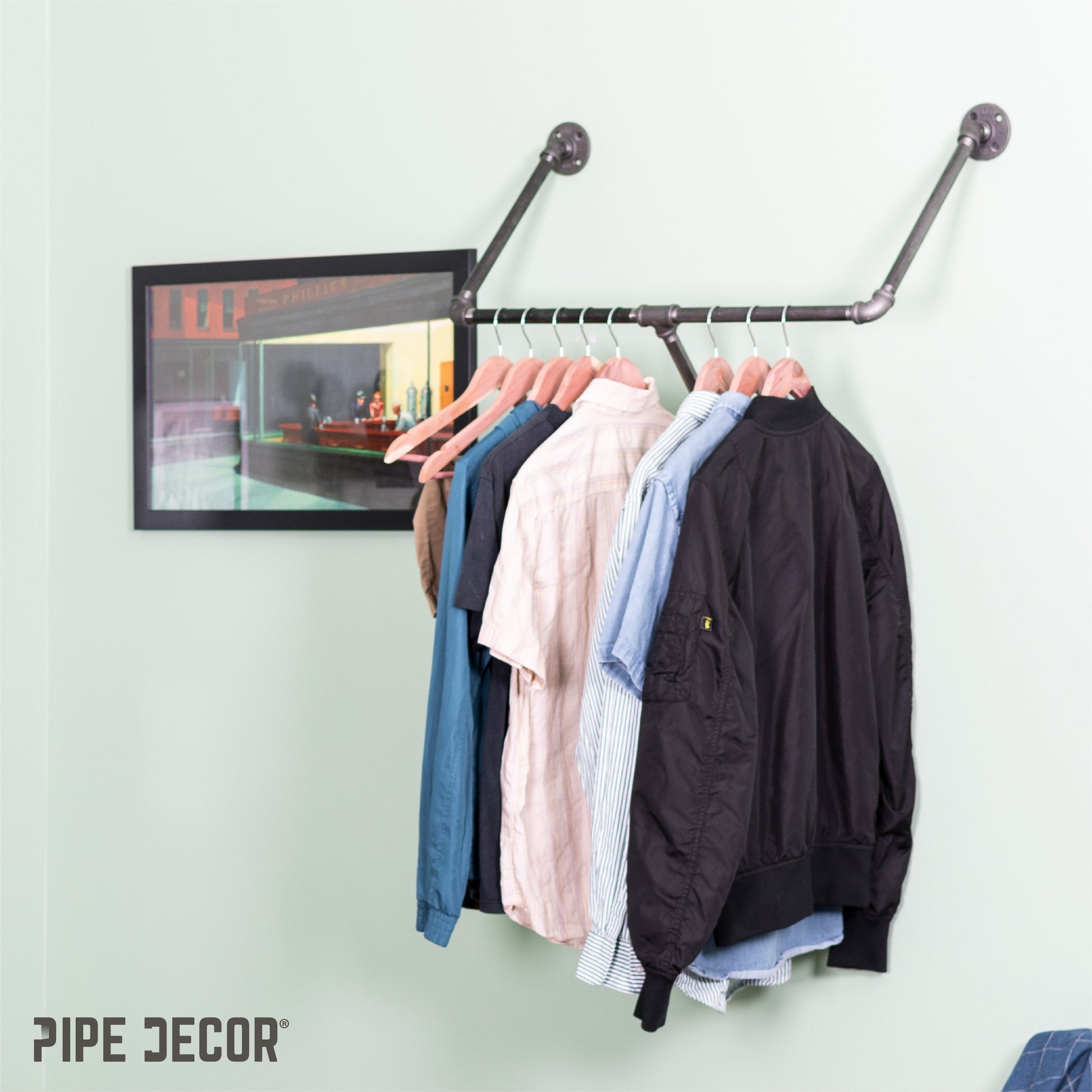 28 in. Tri-flange Wall Mounted Clothing Rack By PIPE DECOR