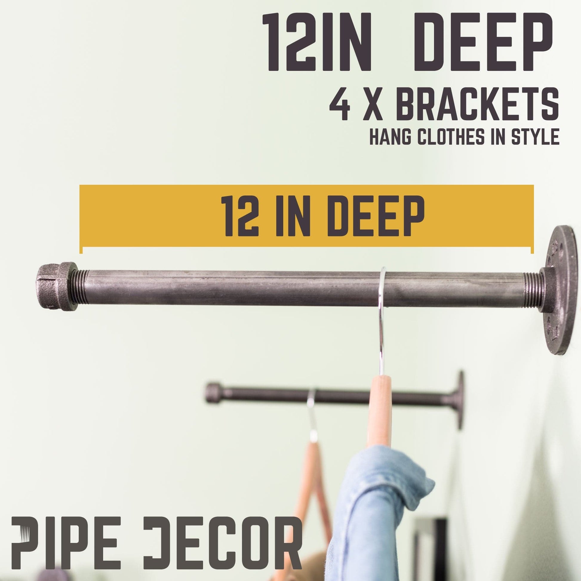 1/2 in. x 12 in. Clothing Hanging Bracket Kit, 4 Pack