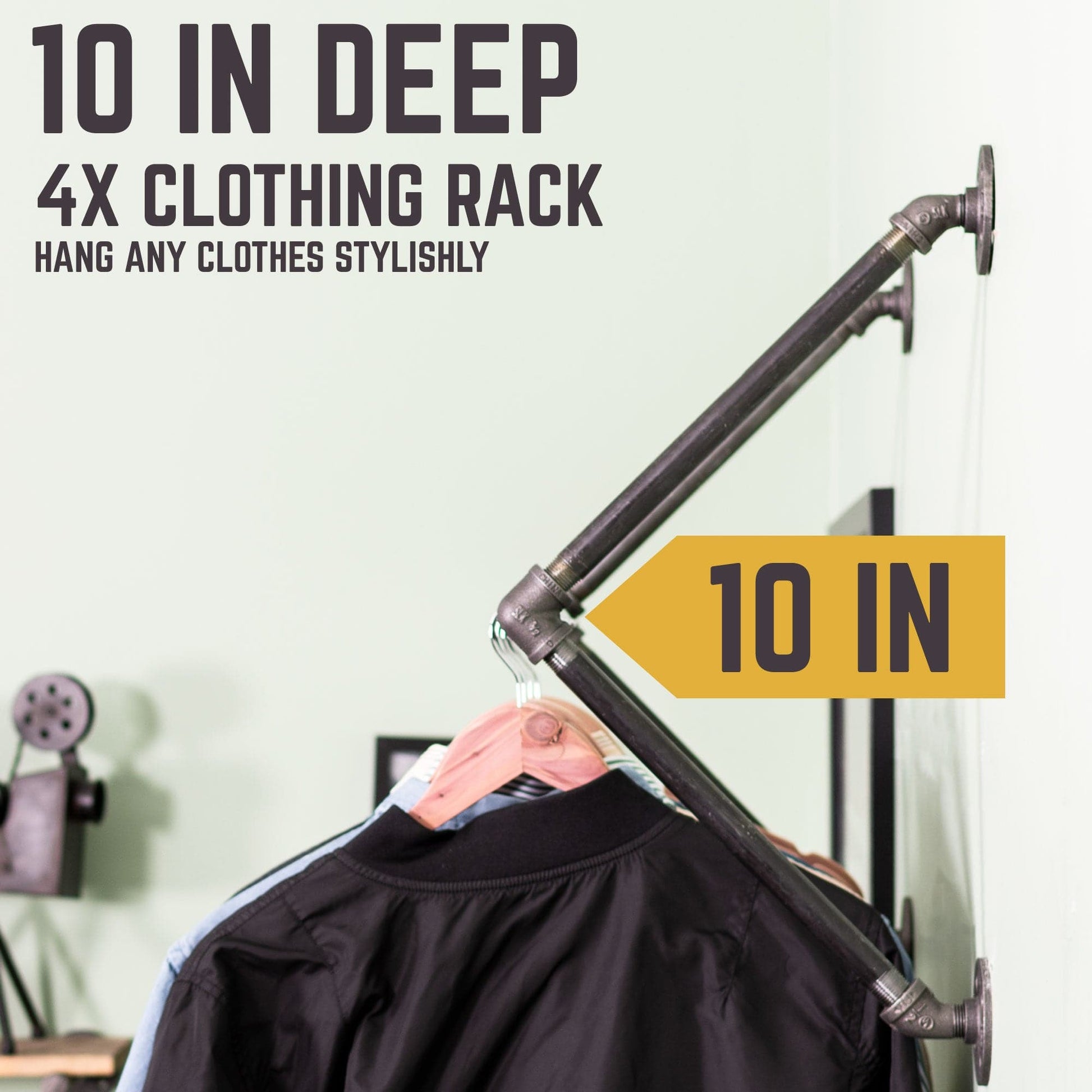 24 in. Quad-Flange Wall Mounted Clothing Rack By PIPE DECOR