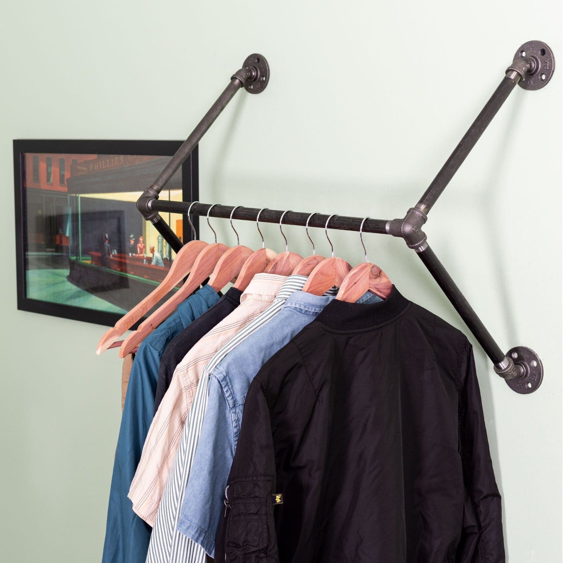 24 in. Quad-Flange Wall Mounted Clothing Rack By PIPE DECOR