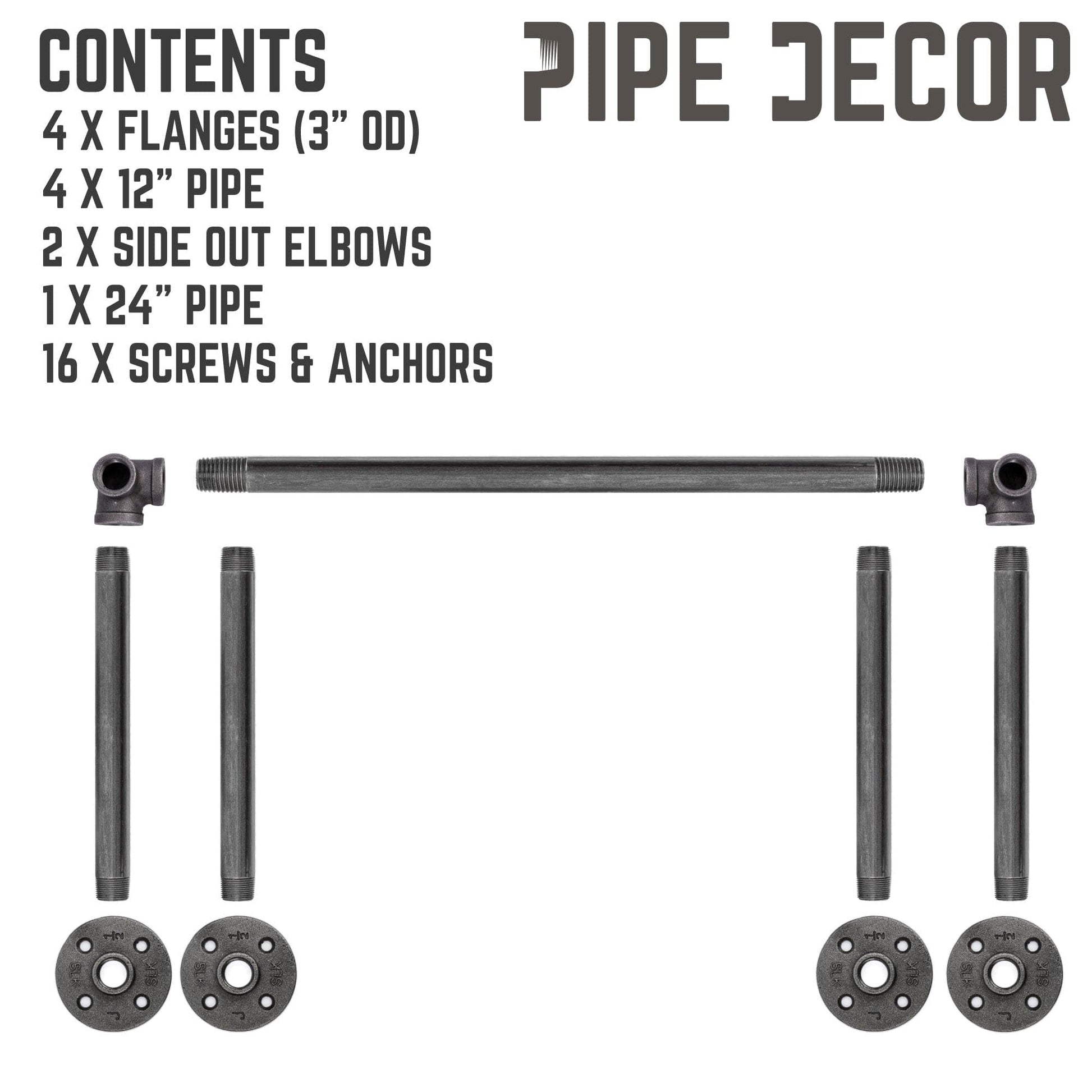 24 in. Quad-Flange Wall Mounted Clothing Rack By PIPE DECOR