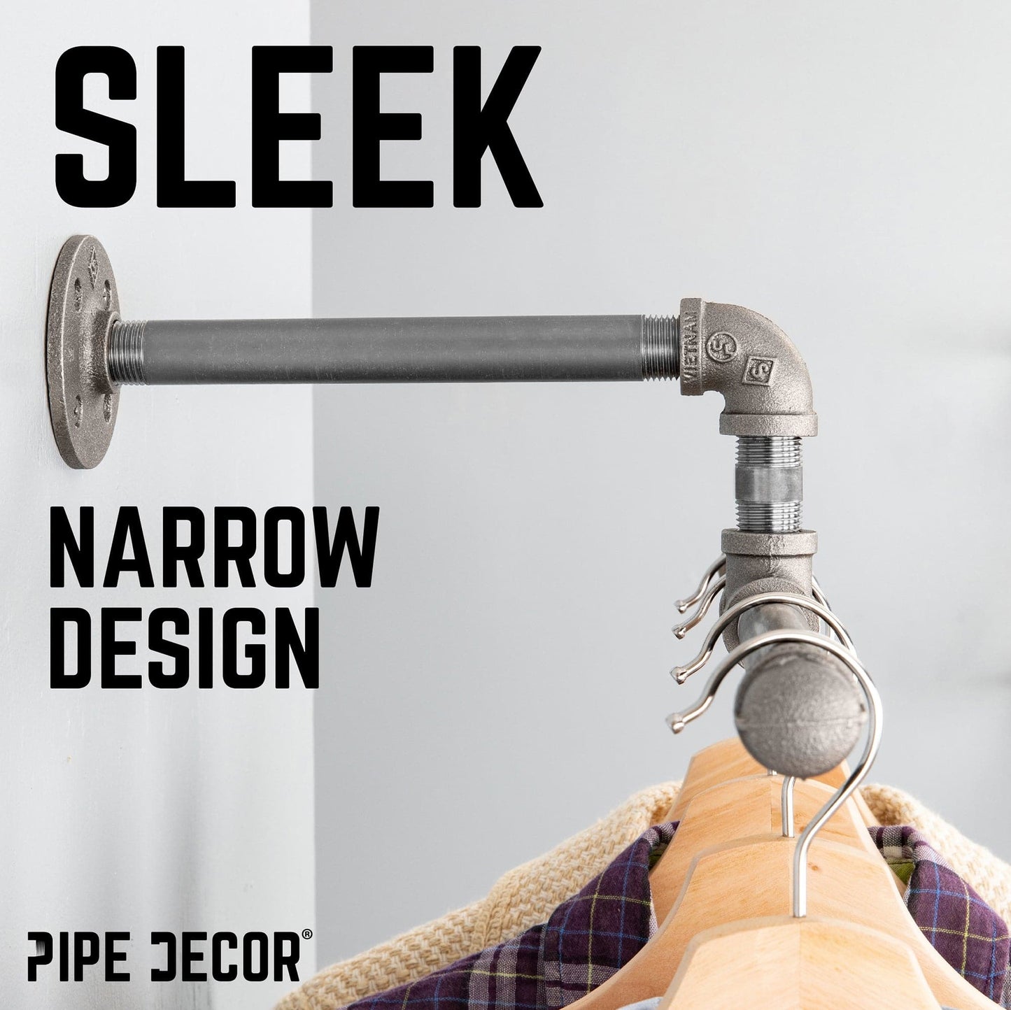 Wall-Mounted Tee-Style Pipe Clothing Rack