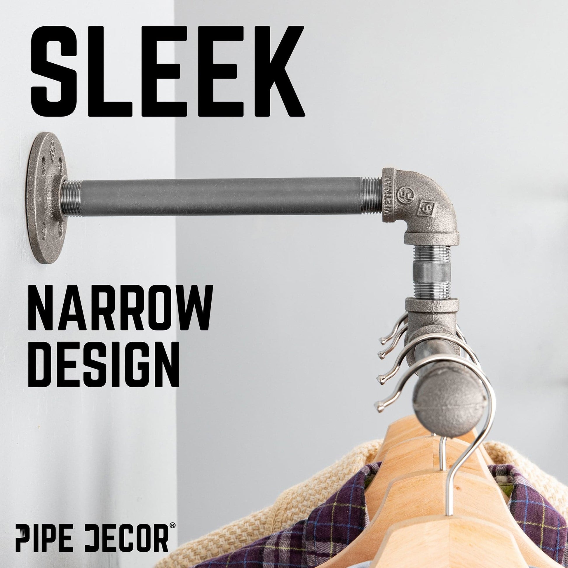 Wall-Mounted Tee-Style Pipe Clothing Rack