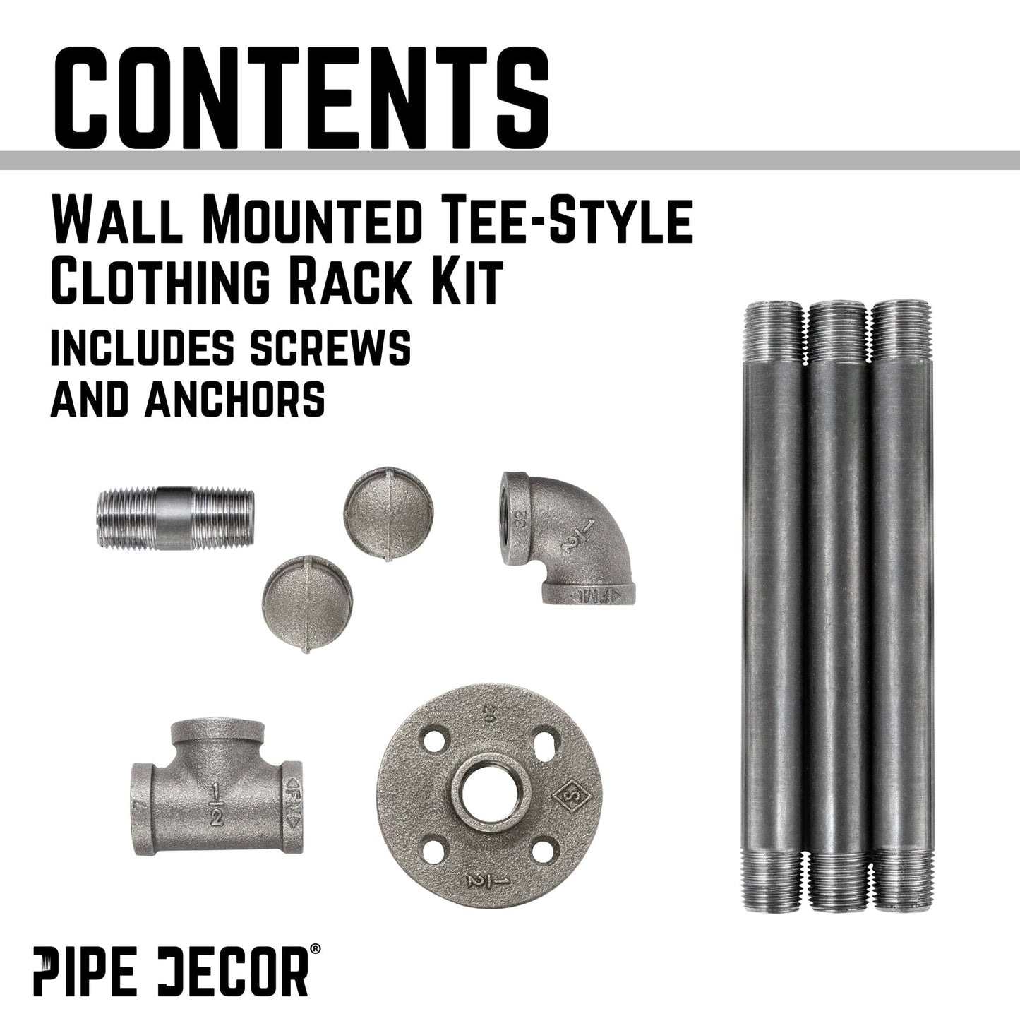 Wall-Mounted Tee-Style Pipe Clothing Rack