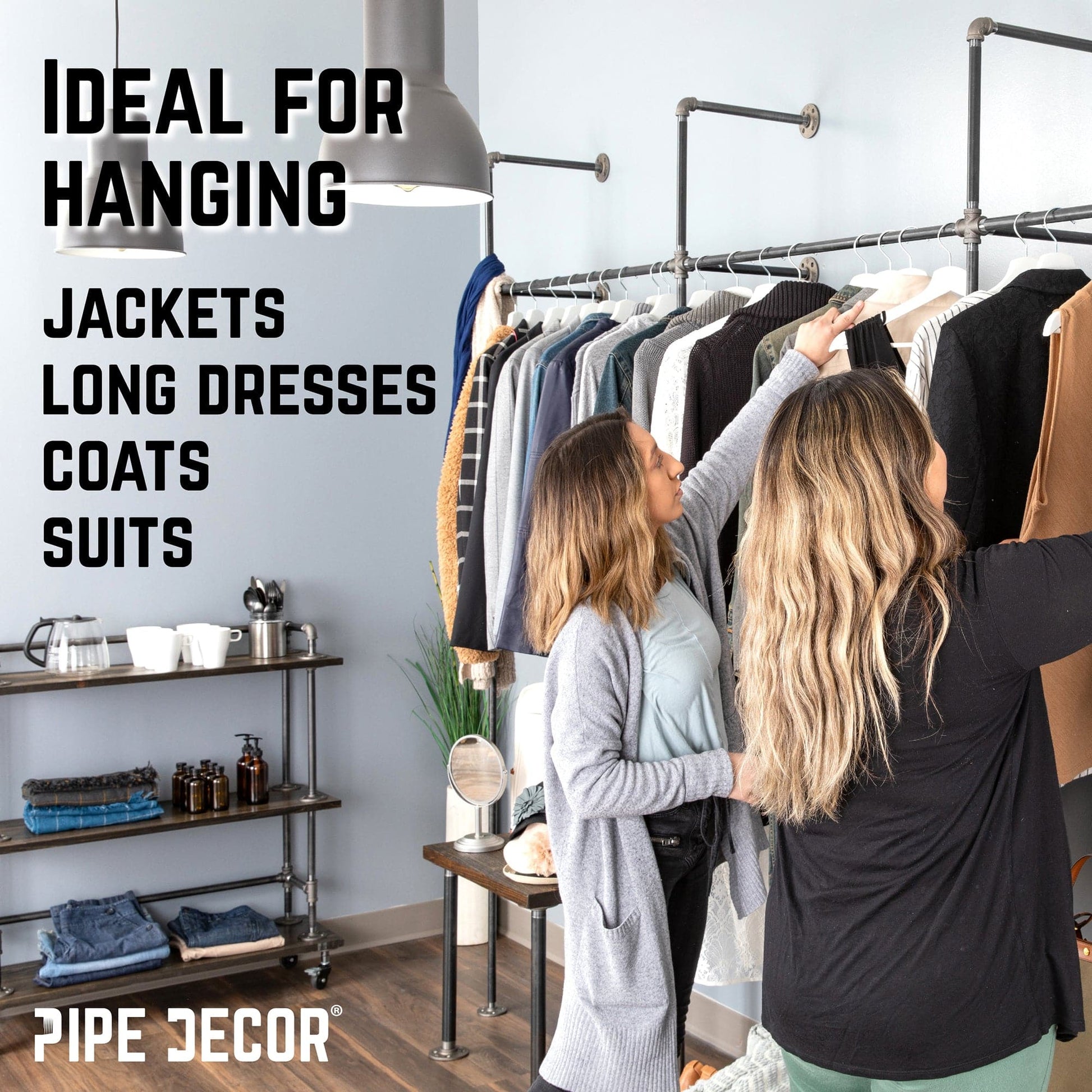 115 in. Wall Mounted Clothing Rack, Triple