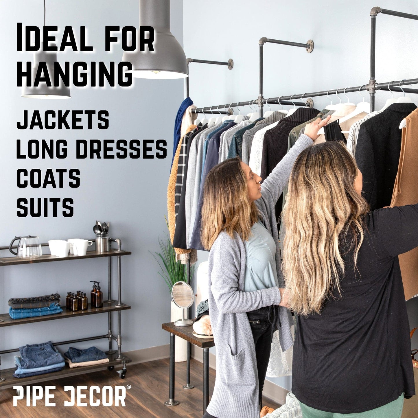 76.375 in. Wall Mounted Clothing Rack, Double