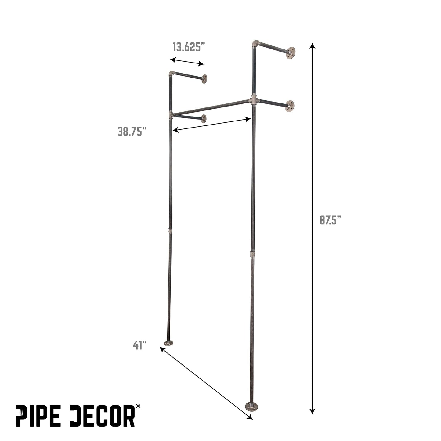 41 in. Wall Mounted Clothing Rack, Single