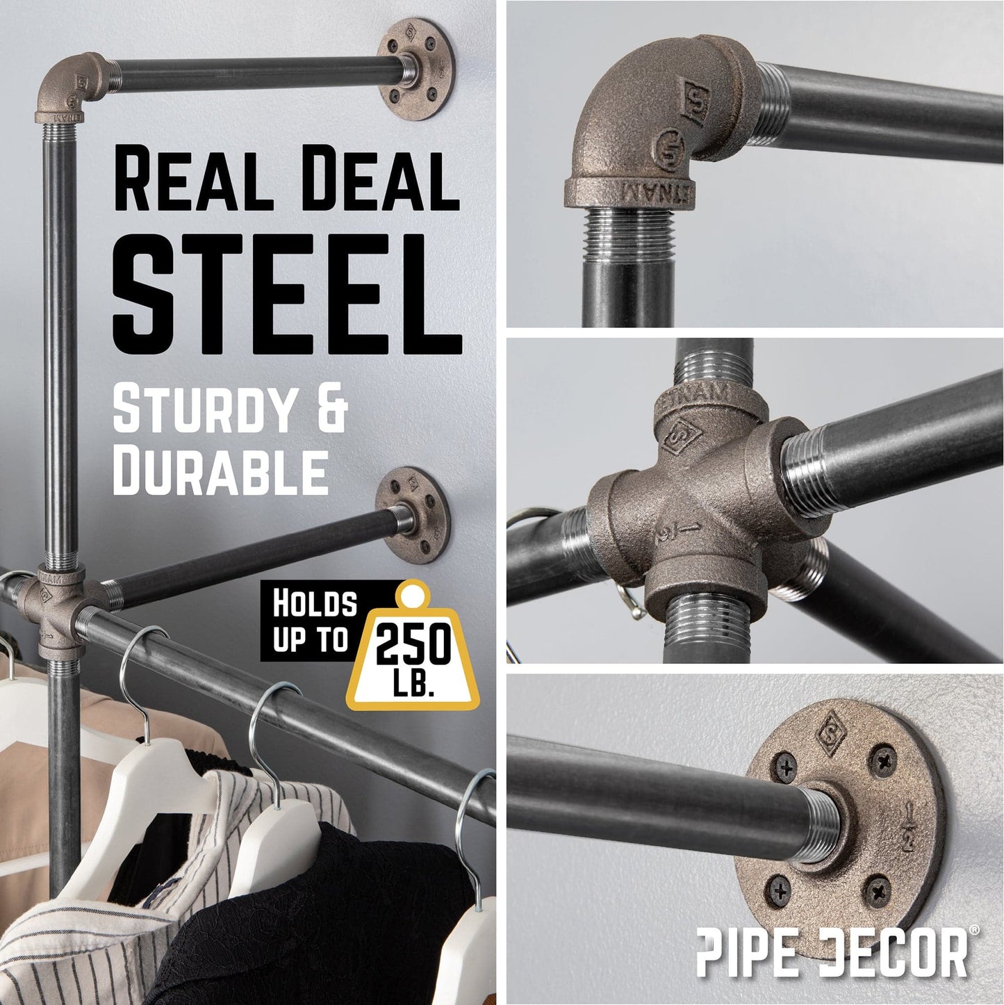 41 in. Wall Mounted Clothing Rack, Single