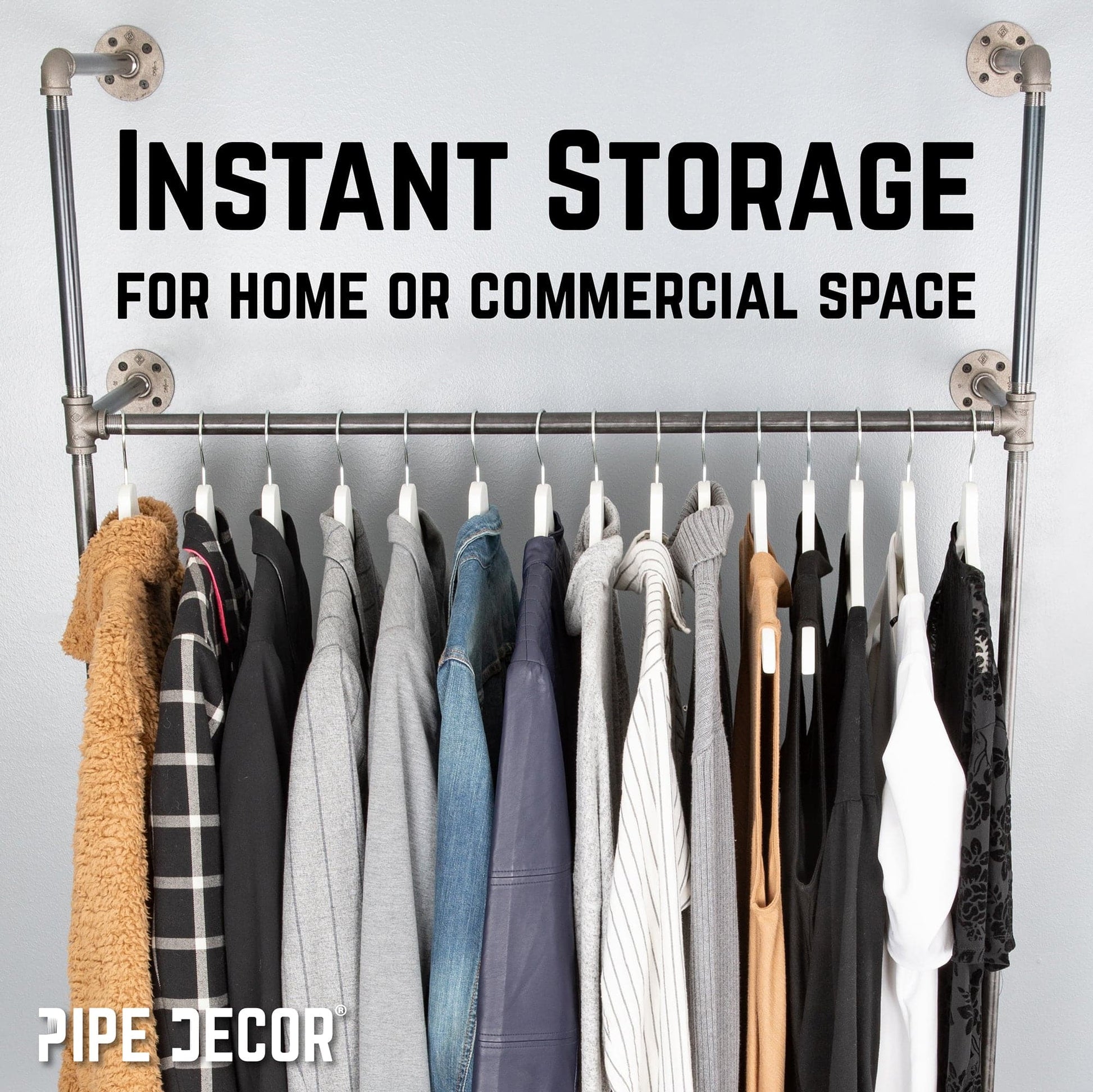 41 in. Wall Mounted Clothing Rack, Single