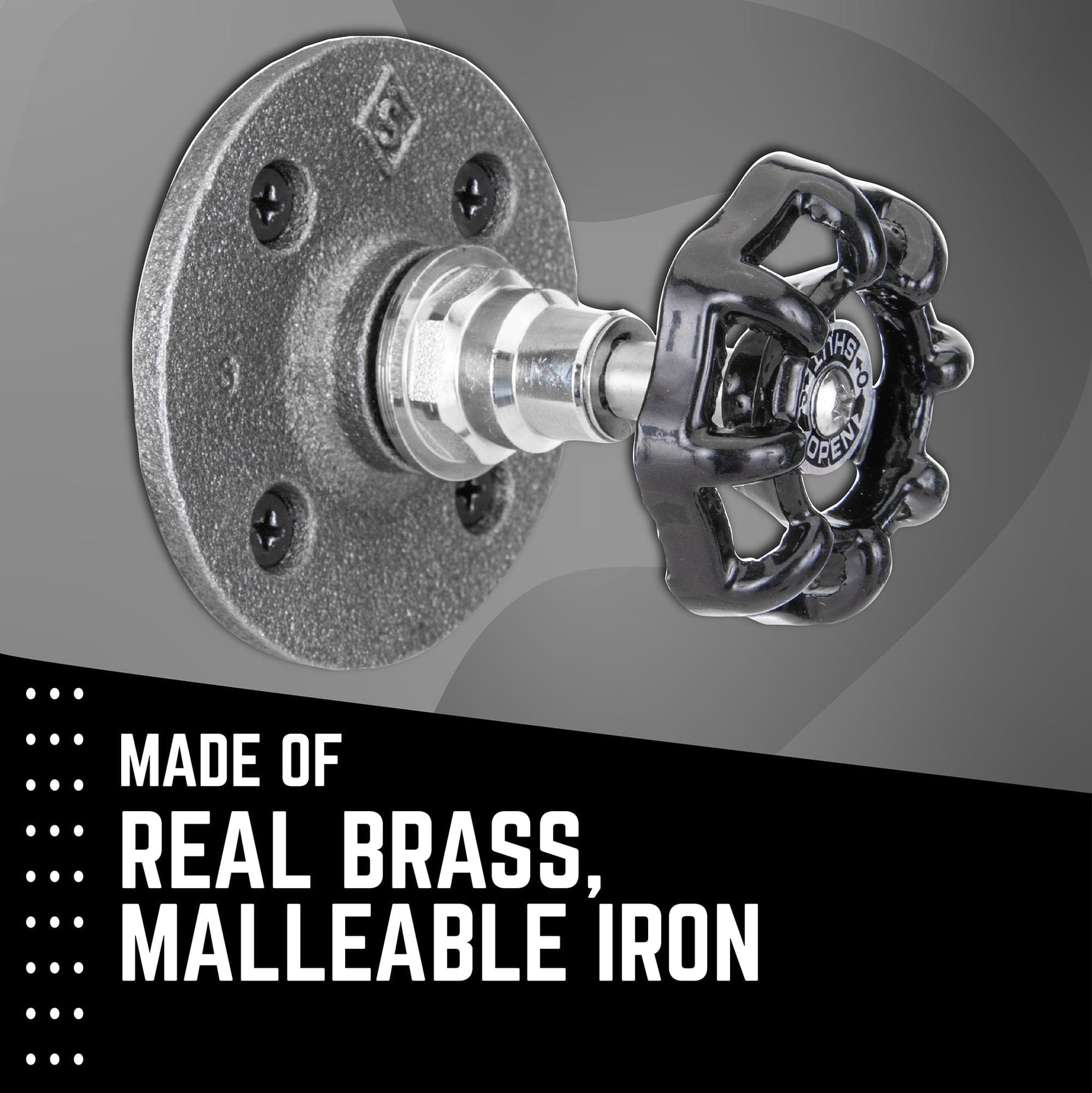 Black Industrial Spigot Wall Hook with Flange (2-Pack)