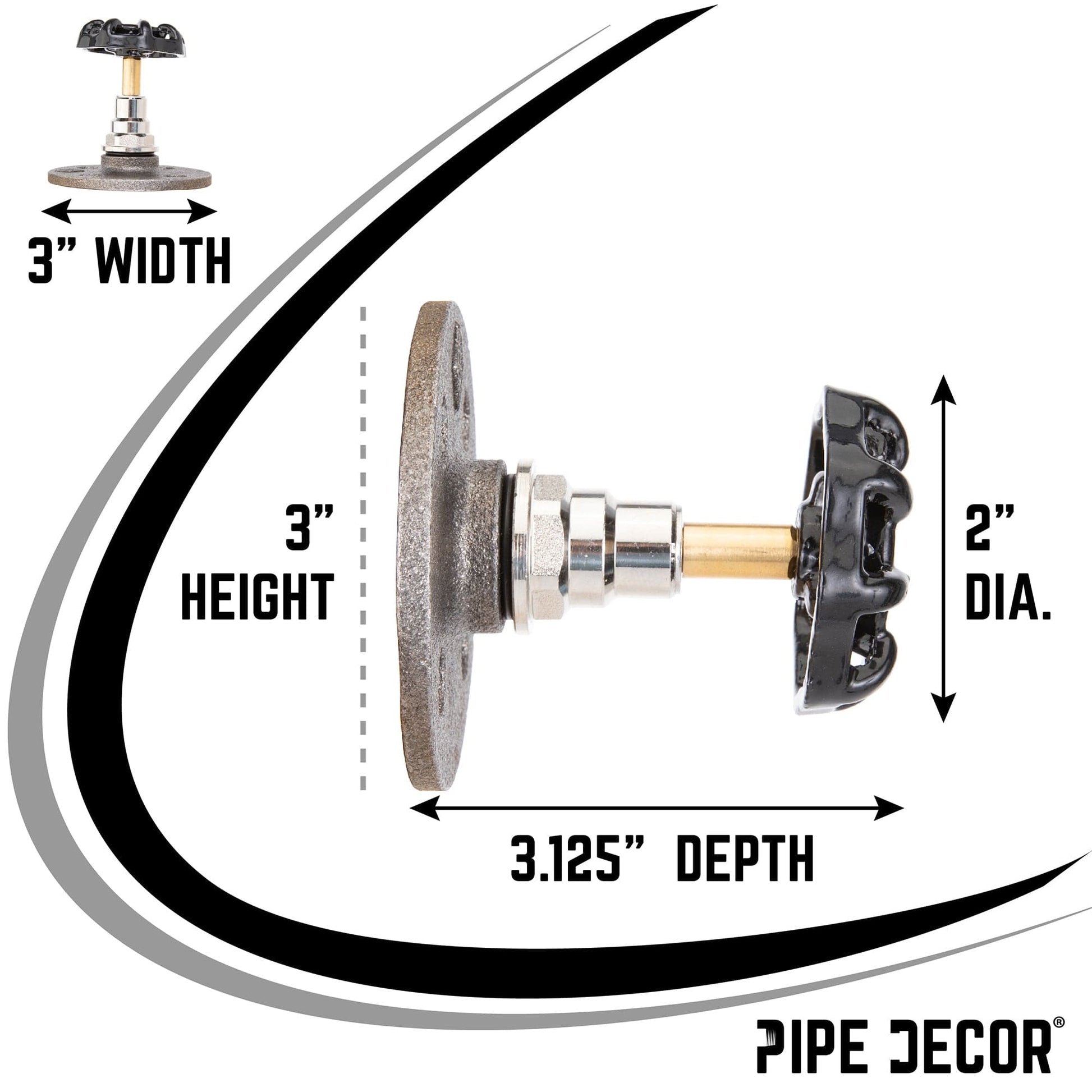 Black Industrial Spigot Wall Hook with Flange (2-Pack)