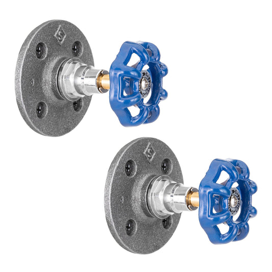 Blue Industrial Spigot Wall Hook with Flange (2-Pack)