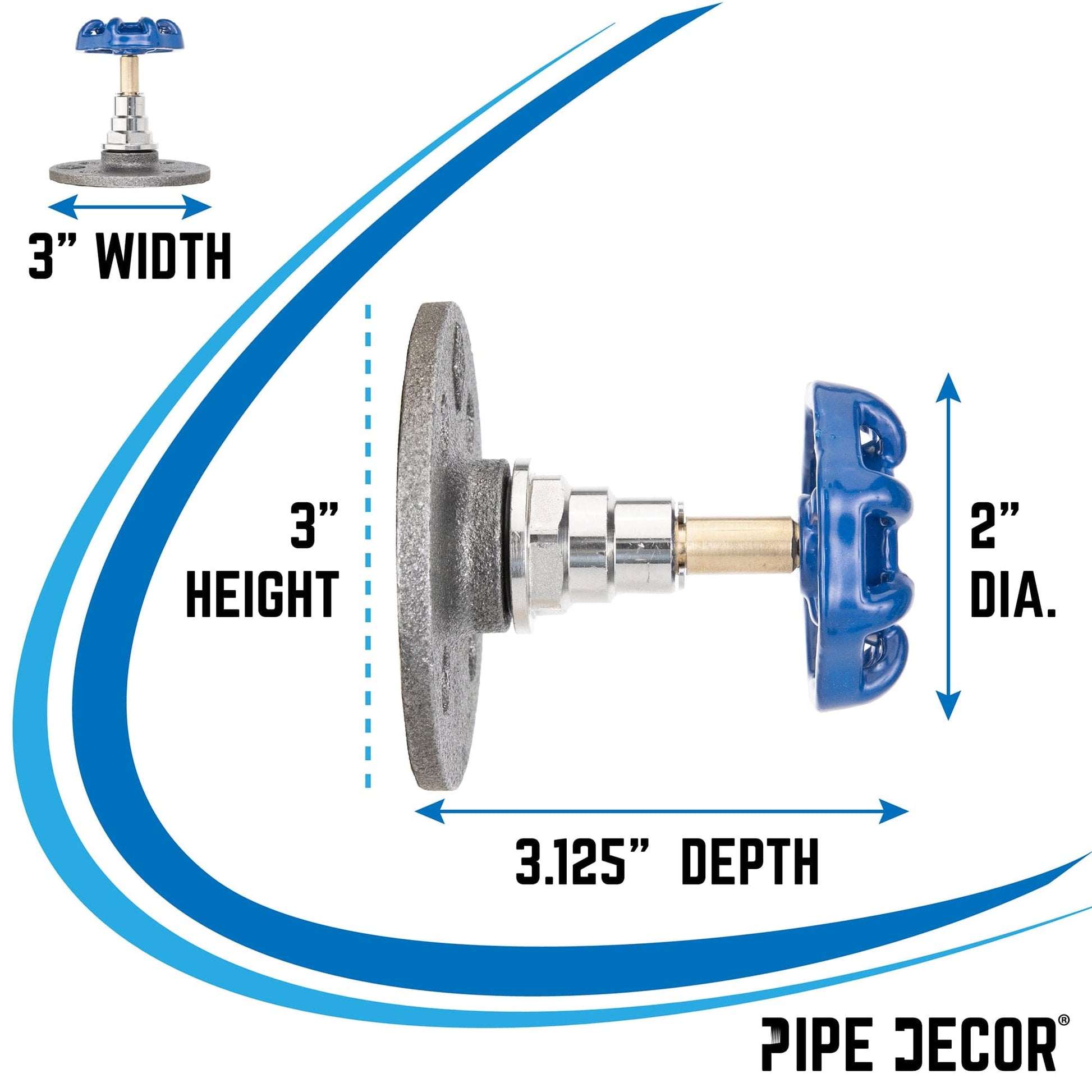 Blue Industrial Spigot Wall Hook with Flange (2-Pack)