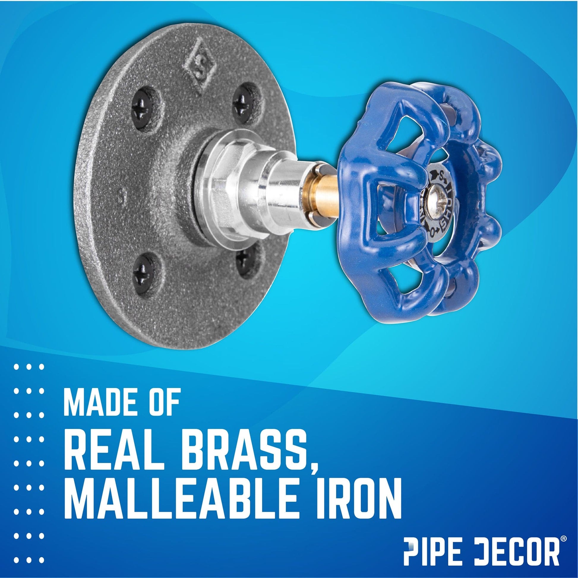 Blue Industrial Spigot Wall Hook with Flange (2-Pack)