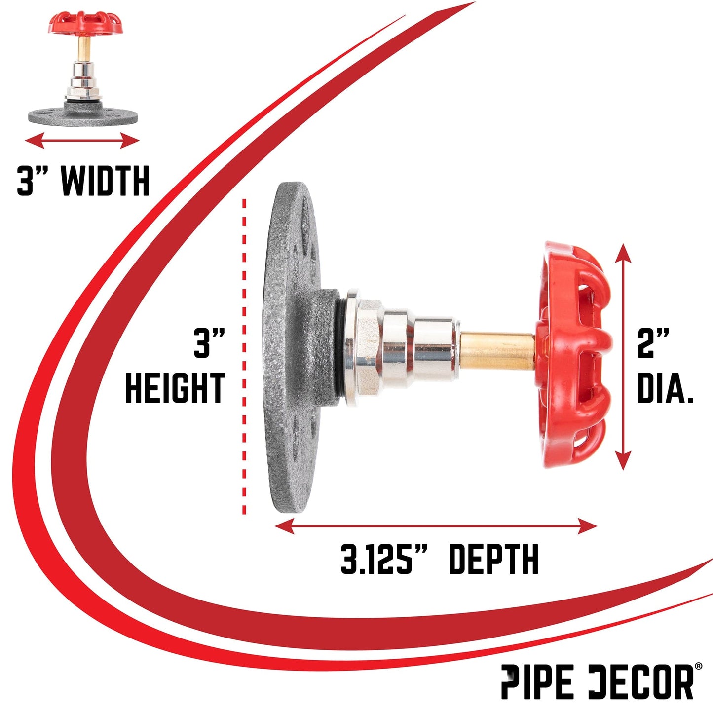 Red Industrial Spigot Wall Hook with Flange (2-Pack)