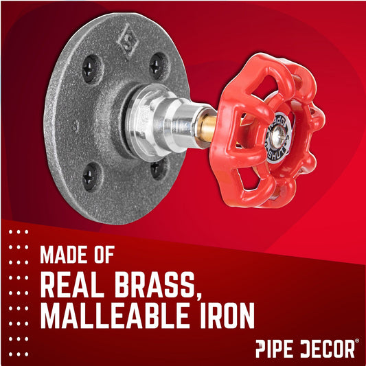 Red Industrial Spigot Wall Hook with Flange (2-Pack)