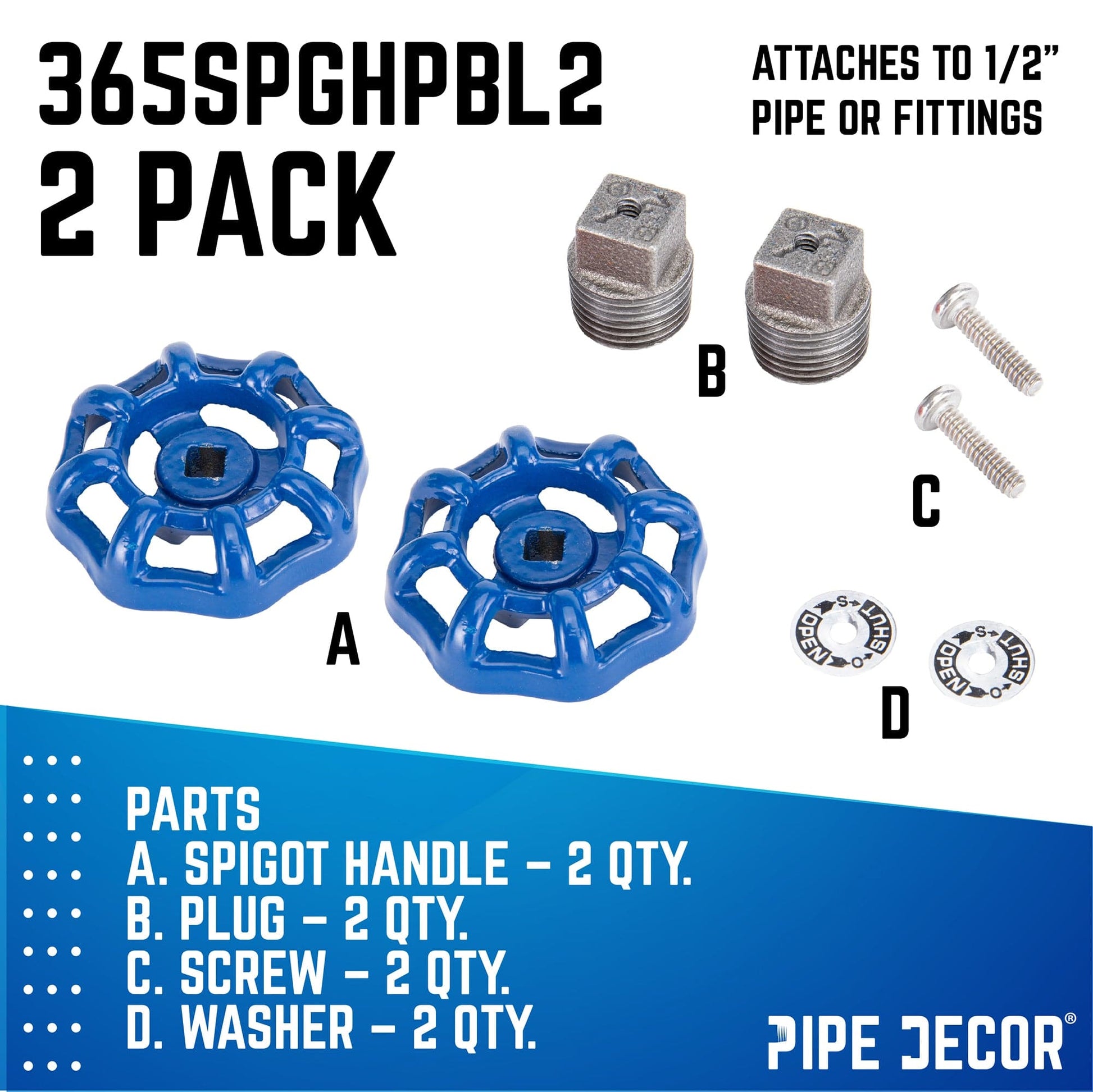 Blue Industrial Spigot with Plug (2-Pack)