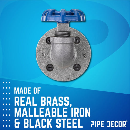 Blue Industrial Curved Spigot Wall Hook with Flange (2-Pack)