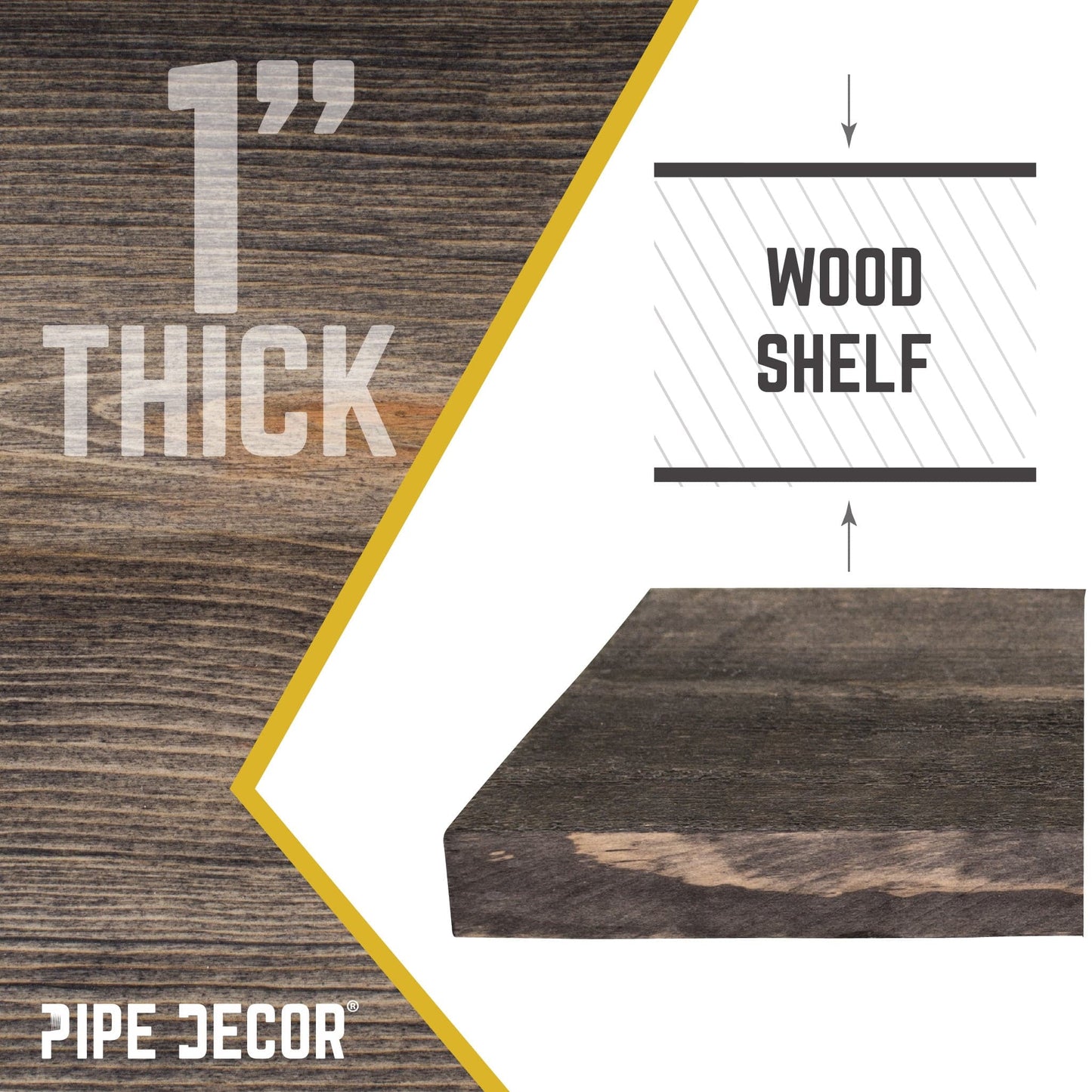 RESTORE Boulder Black 36 in. Wood Shelf (Wood Only)