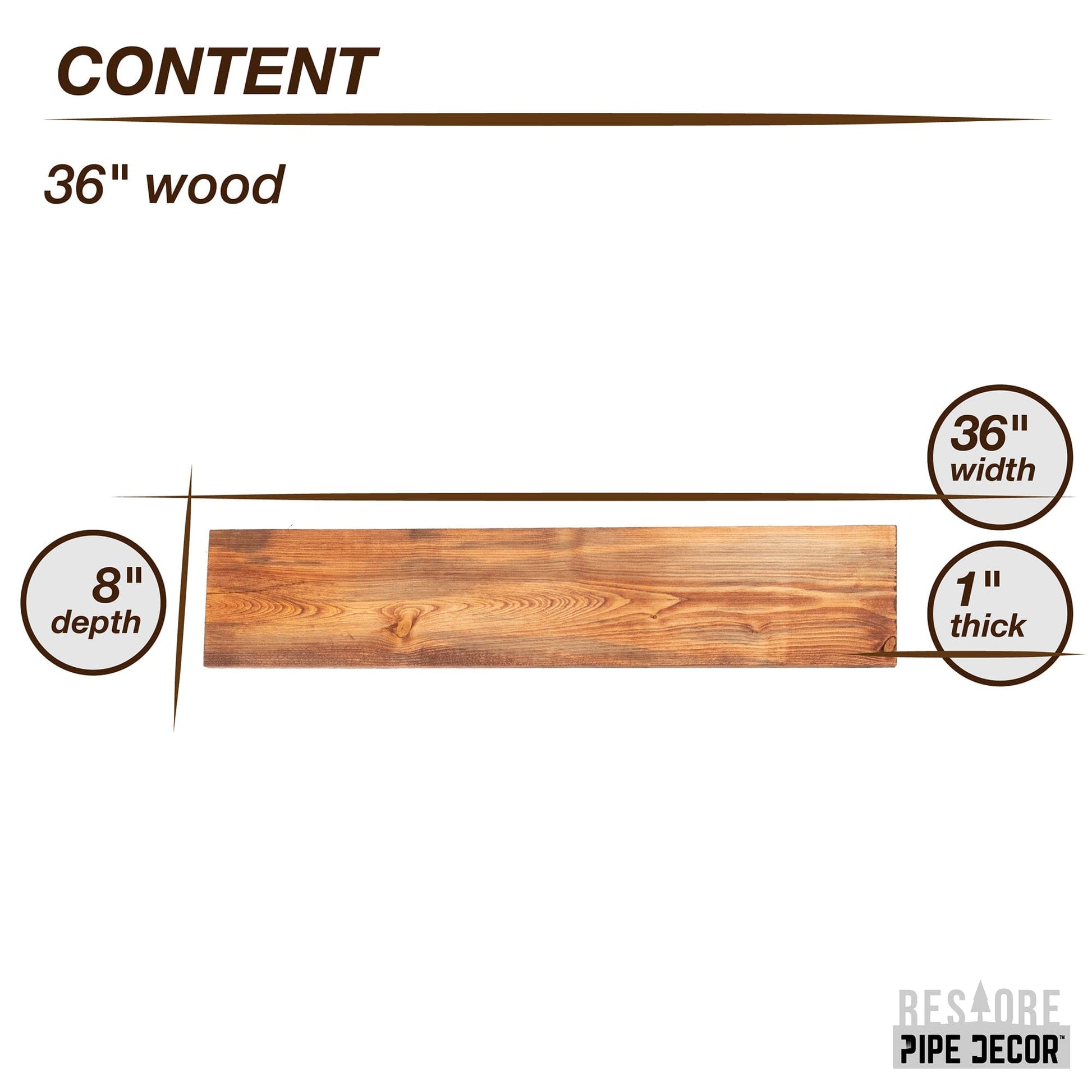 RESTORE Sunset Cedar 36 in. Wood Shelf (Wood Only)