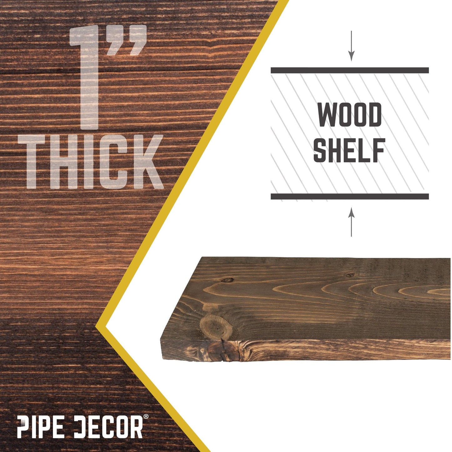 RESTORE Trail Brown 36 in. Wood Shelf (Wood Only)