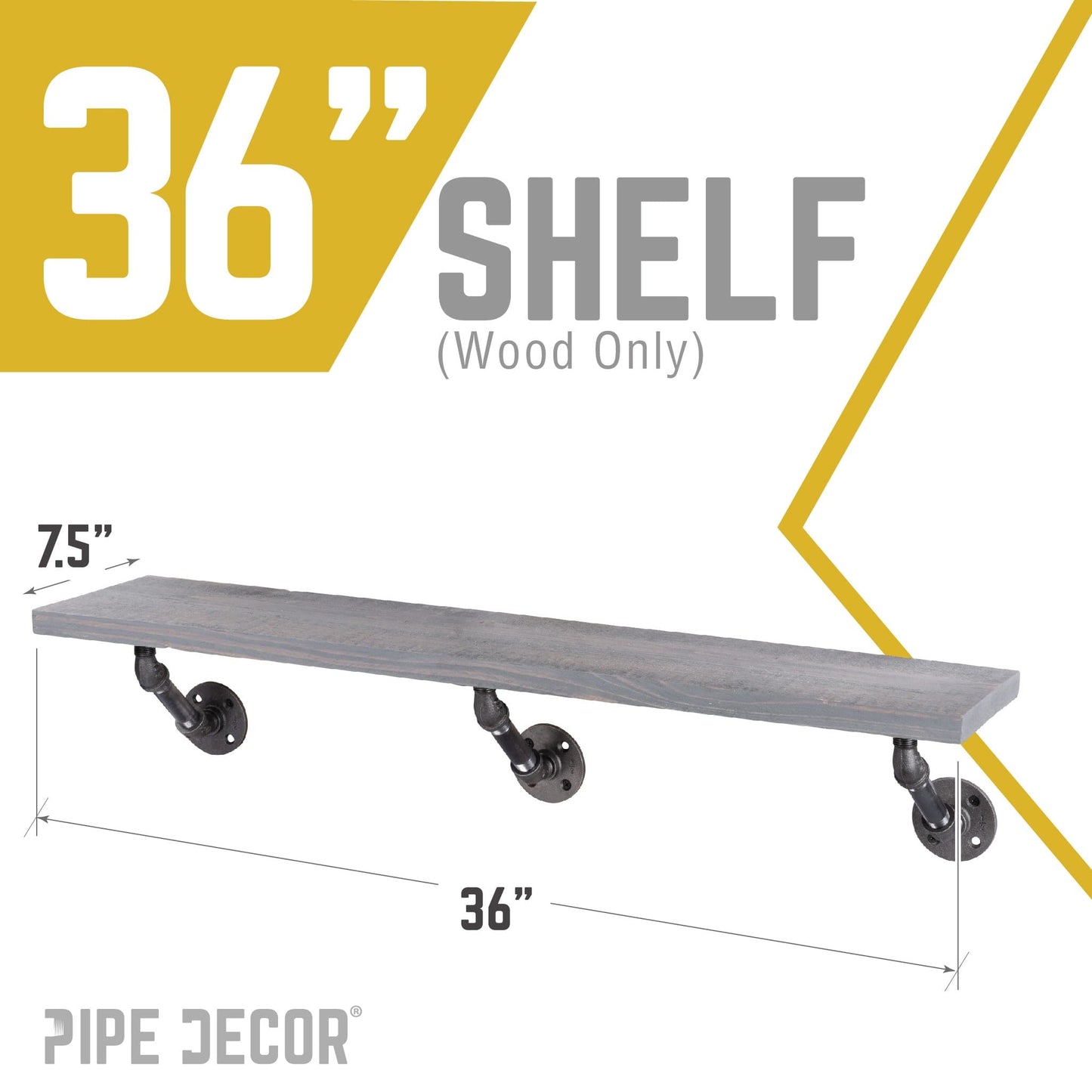 RESTORE Riverstone Grey 36 in. Wood Shelf (Wood Only)