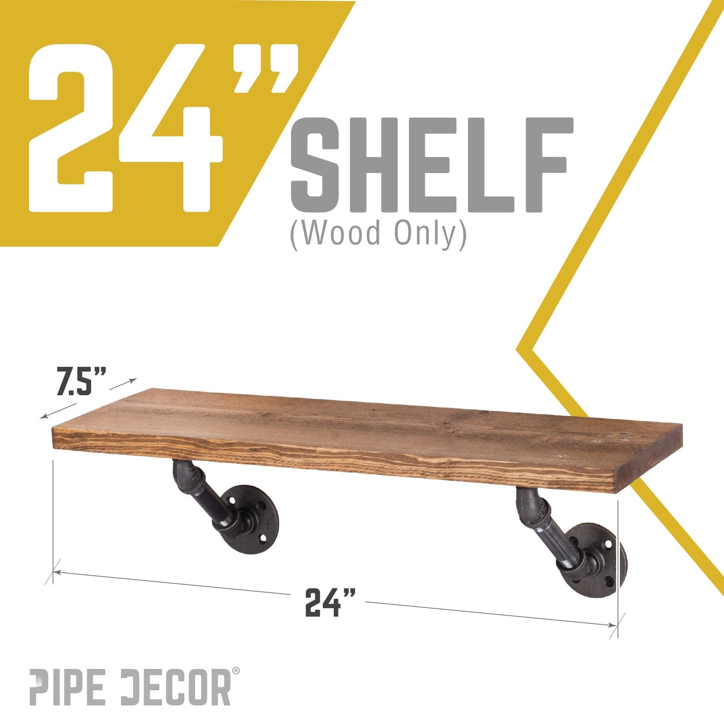 RESTORE Autumn Brown 24 in. Wood Shelf (Wood Only)