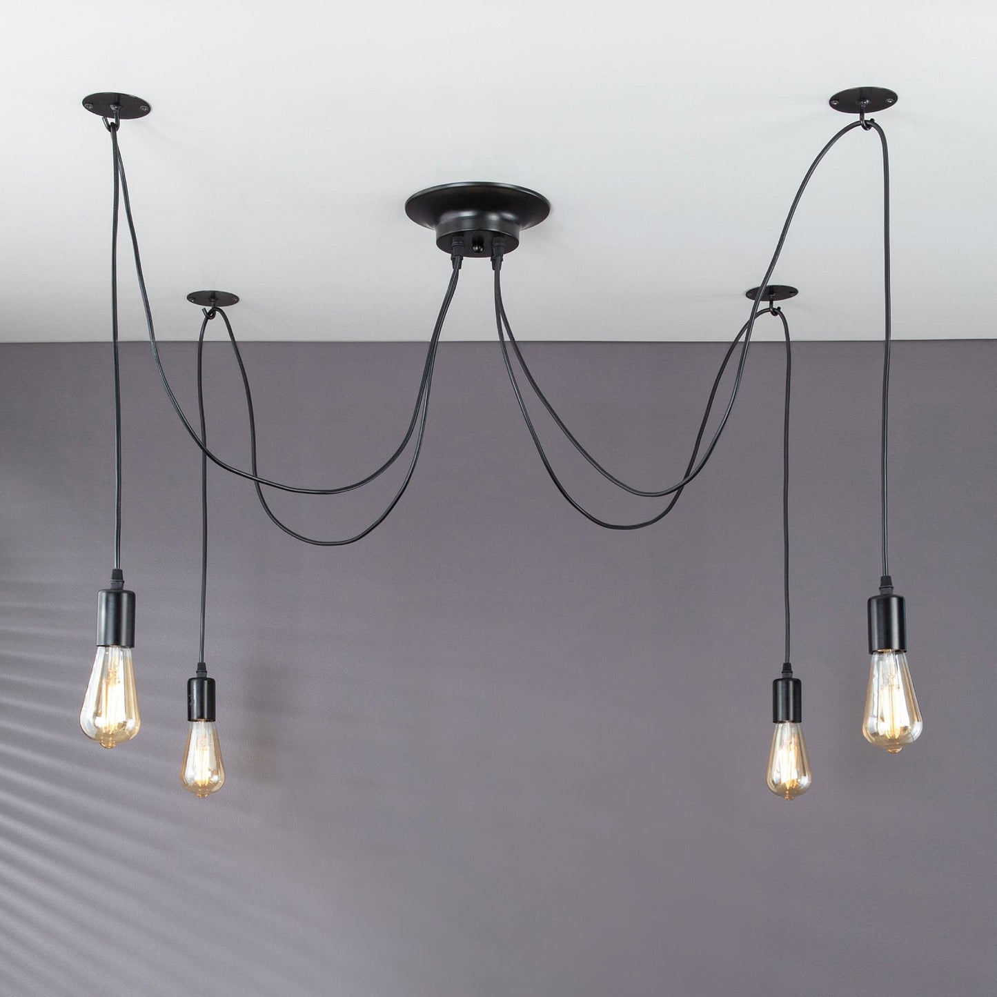 Black Spider Pendant Light with 4 Adjustable Arms