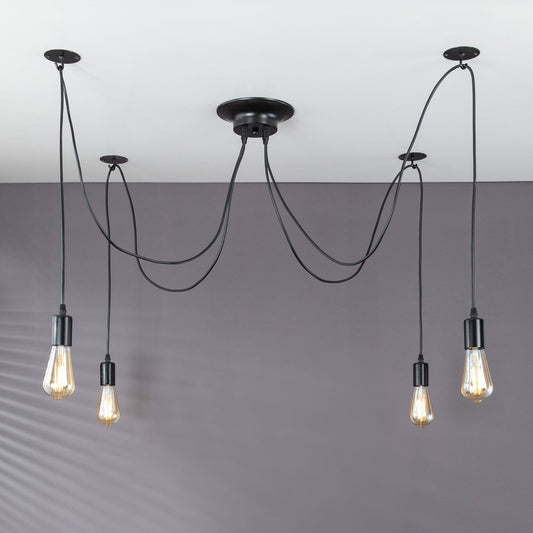 Black Spider Pendant Light with 4 Adjustable Arms
