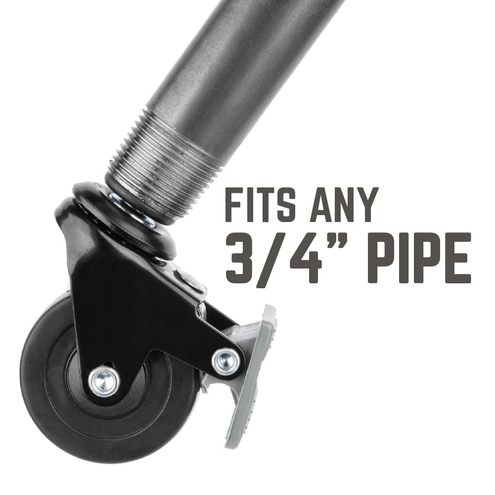 Swivel Caster Wheels for ¾" Pipe (4-Pack)