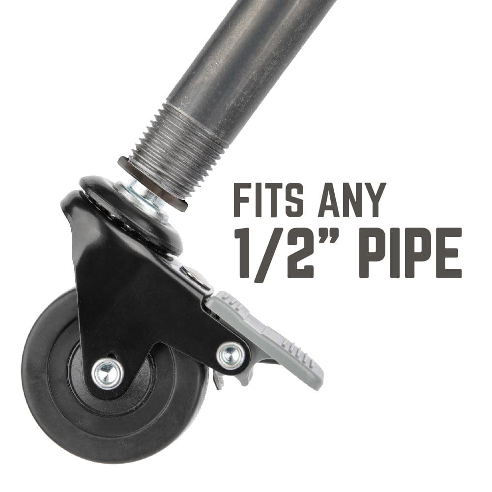Swivel Caster Wheels for ½" Pipe (4-Pack)