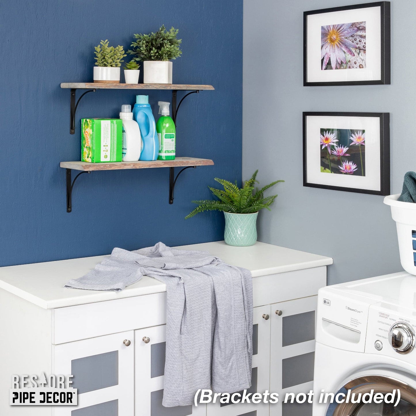 RESTORE Riverstone Grey 24 in. Live Edge Wood Shelf (Wood Only)