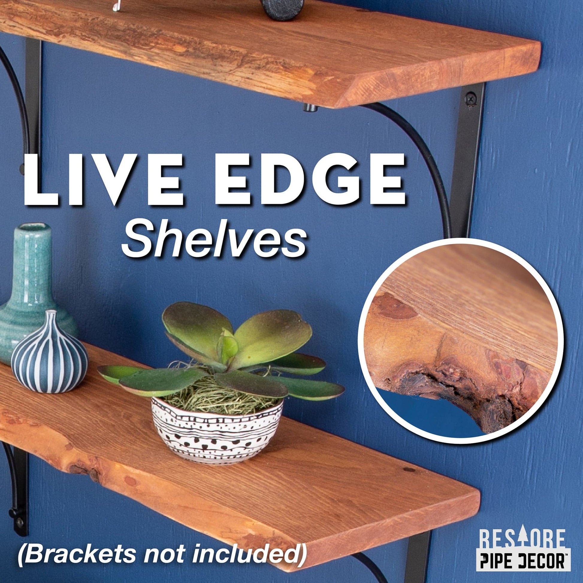 RESTORE Sunset Cedar 24 in. Live Edge Wood Shelf (Wood Only)