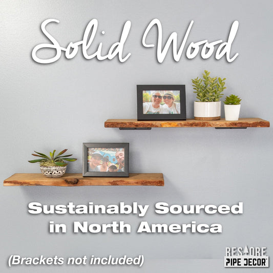 RESTORE Trail Brown 24 in. Live Edge Wood Shelf (Wood Only)