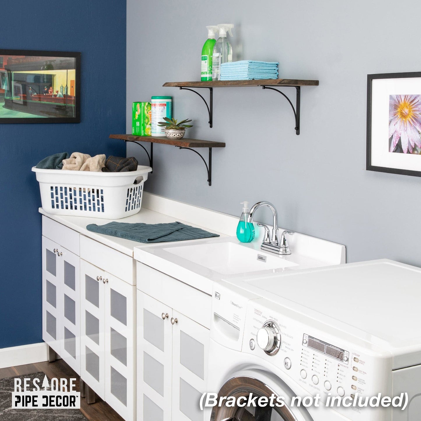 RESTORE Boulder Black 36 in. Live Edge Wood Shelf (Wood Only)