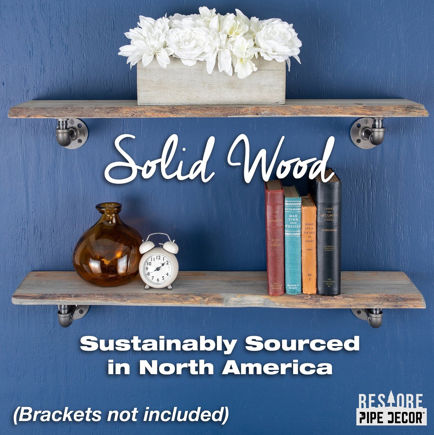 RESTORE Riverstone Grey 36 in. Live Edge Wood Shelf (Wood Only)