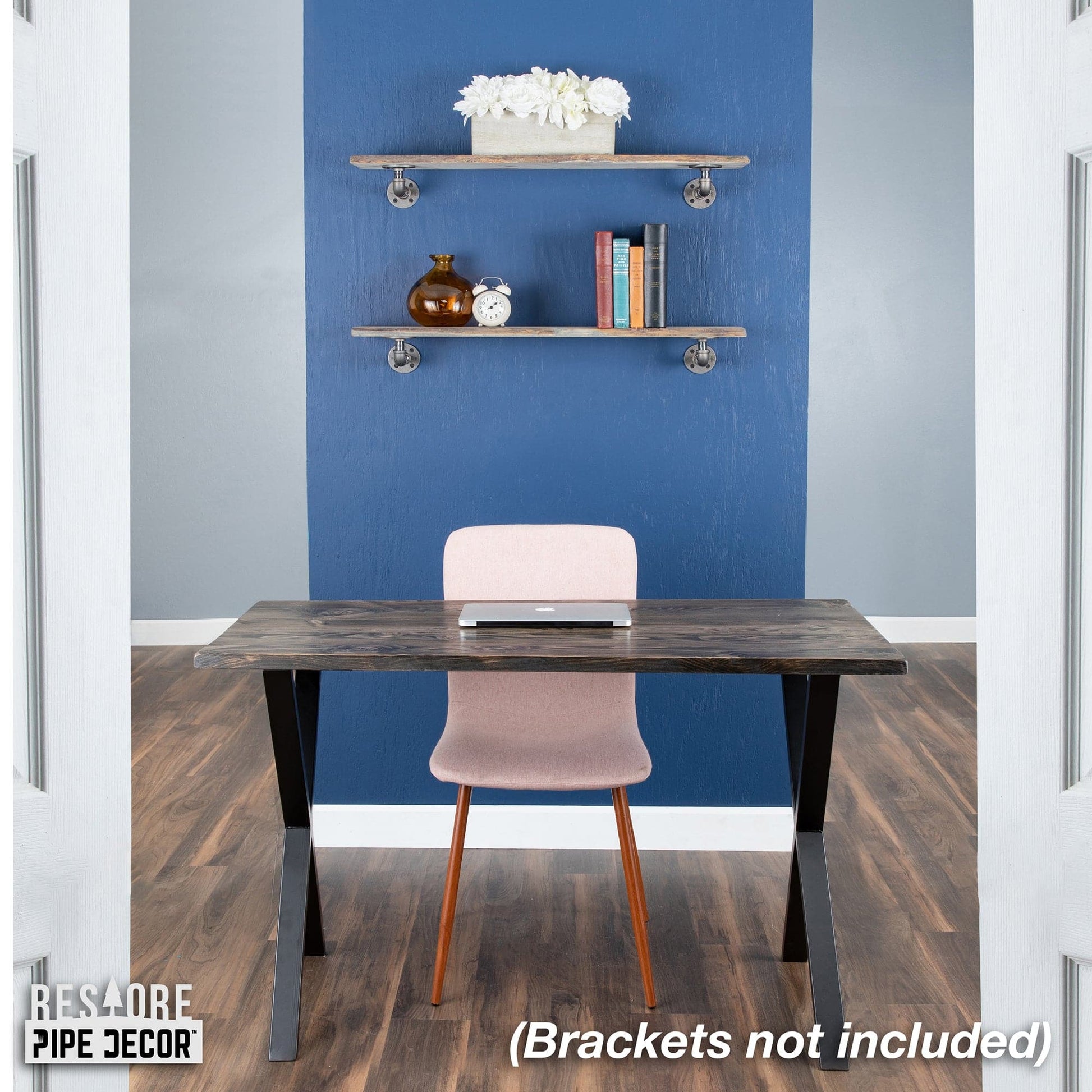 RESTORE Riverstone Grey 36 in. Live Edge Wood Shelf (Wood Only)