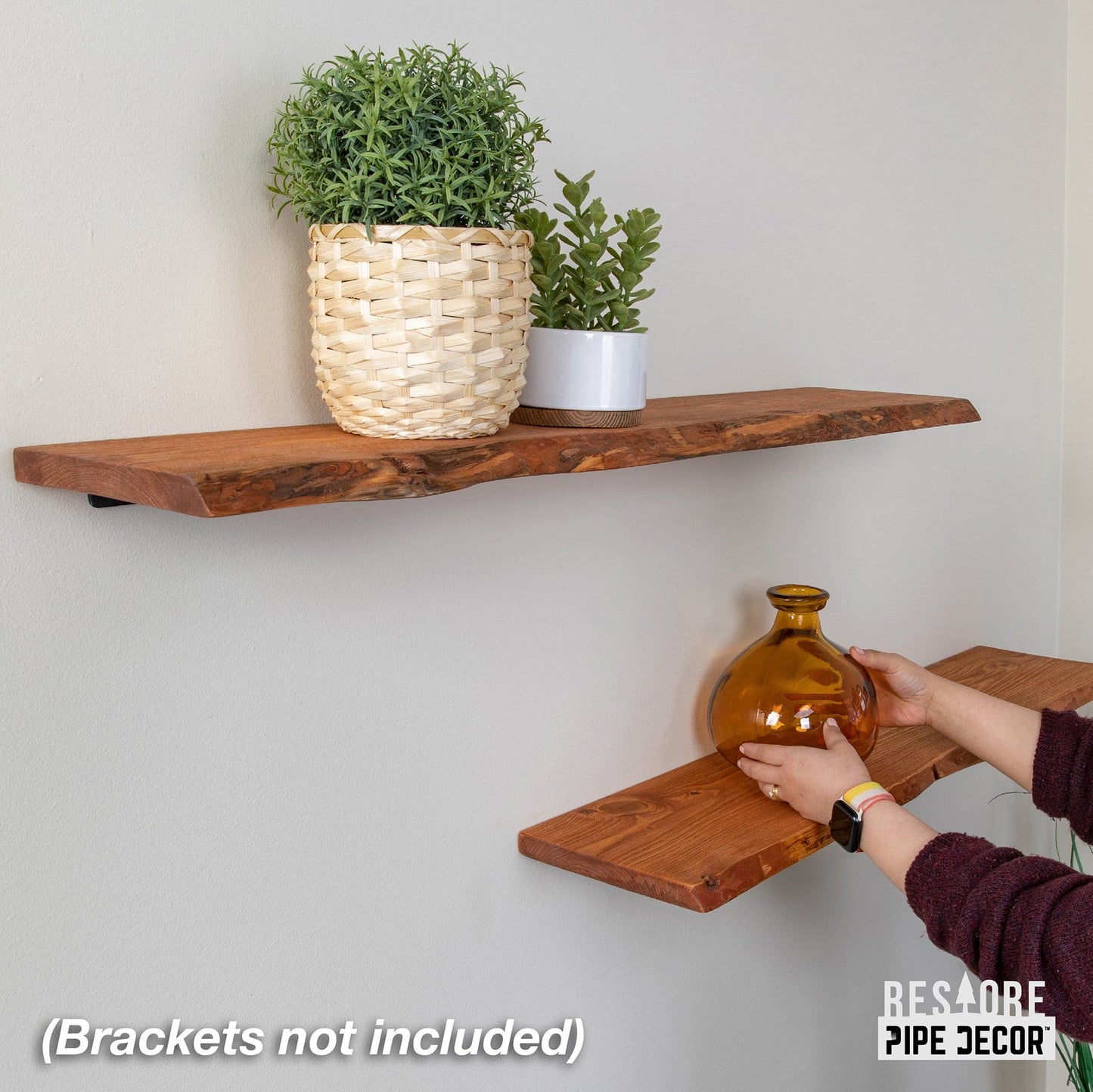 RESTORE Sunset Cedar 36 in. Live Edge Wood Shelf (Wood Only)